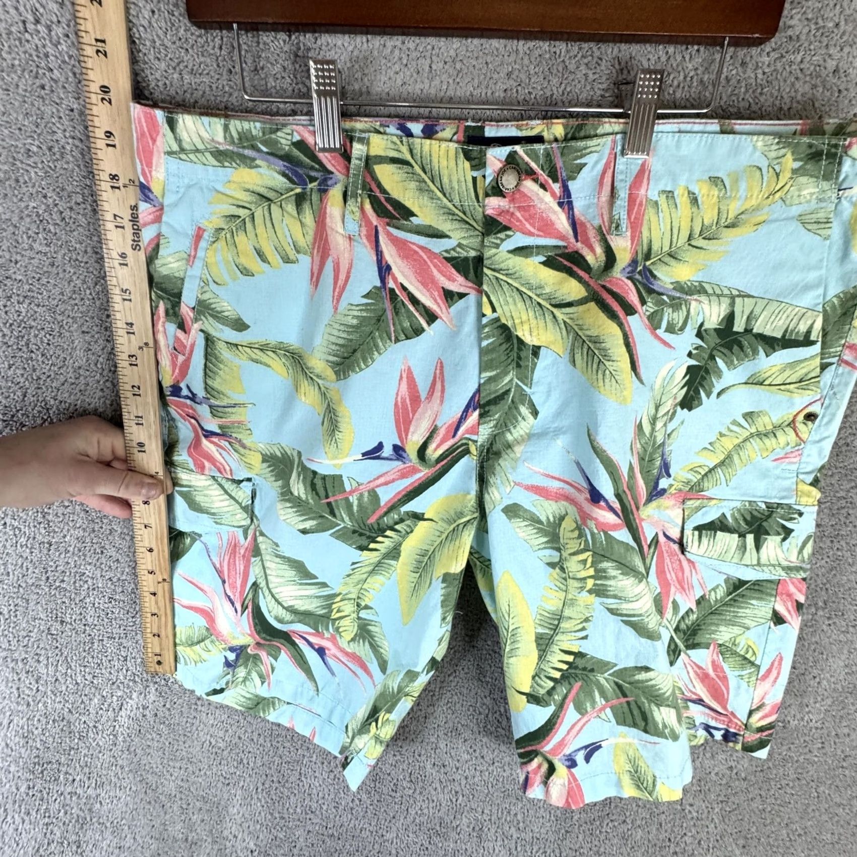 Vintage Caribbean Joe Cargo Shorts Mens 38 Tropical Floral Stretch Pockets Beach Summer Size US 38 / EU 54 - 6 Thumbnail