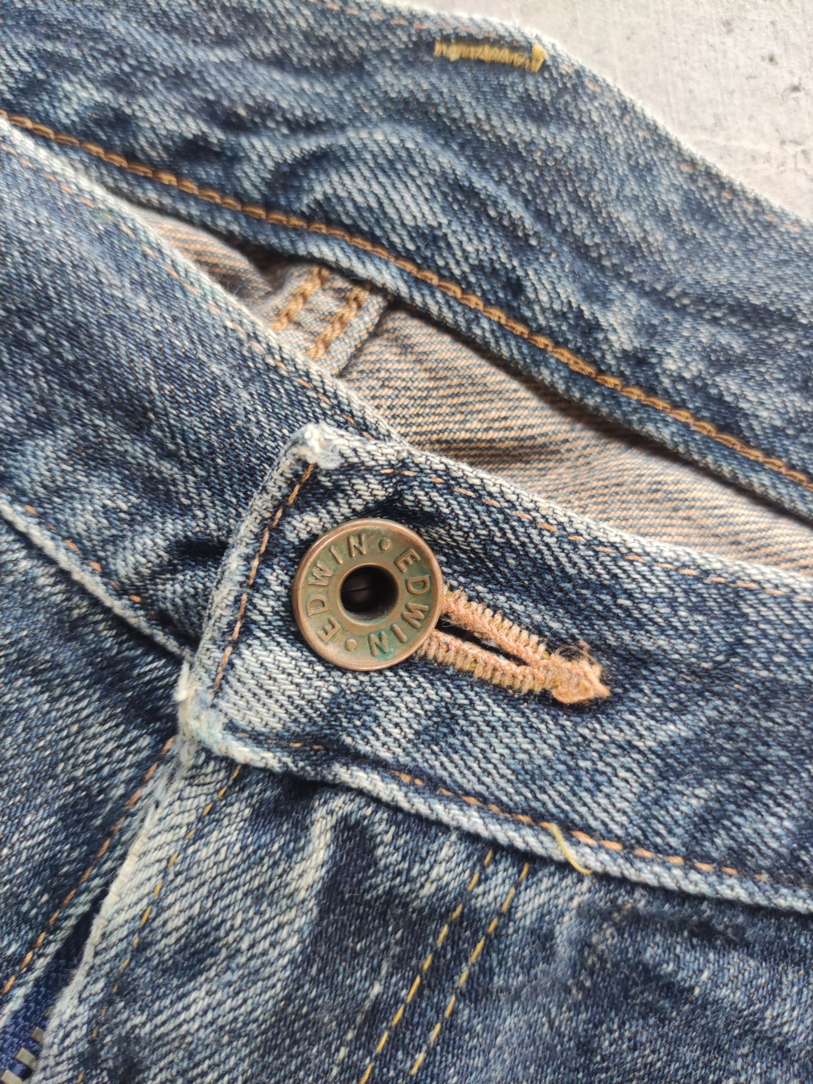 Edwin Vintage Edwin 505 Jean Rusty Jean Distressed Faded Denim Size US 35 - 5 Thumbnail