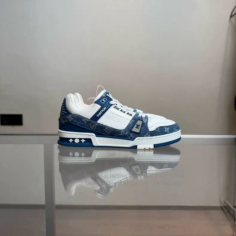 Louis Vuitton Louis Vuitton Trainer White and Blue Denim shoes Size US 9 / EU 42 - 5 Thumbnail