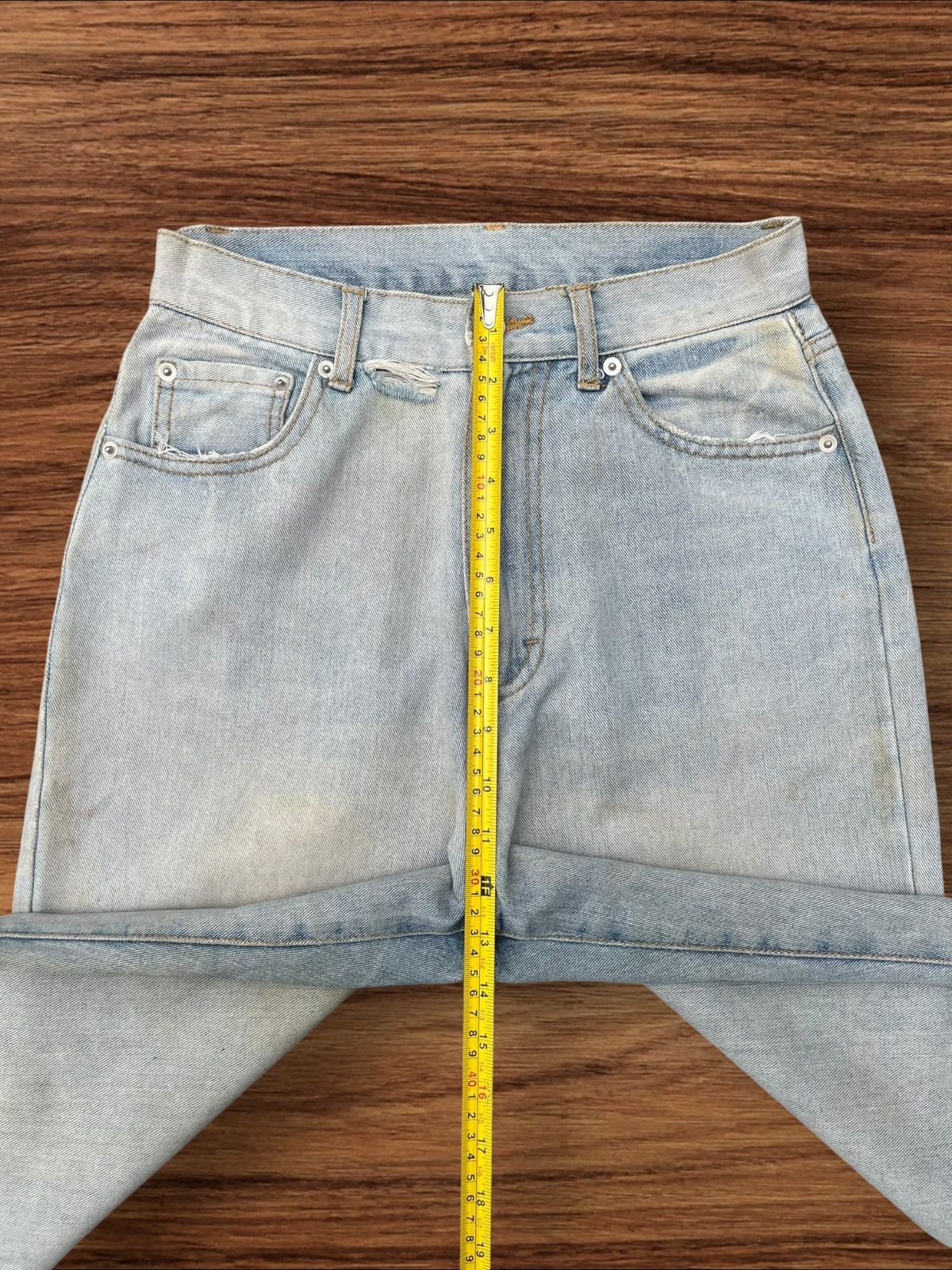 Zara Vintage Light Blue Dirty Washed Frayed Straight Leg Jeans Size 26" / US 2 / IT 38 - 11 Thumbnail