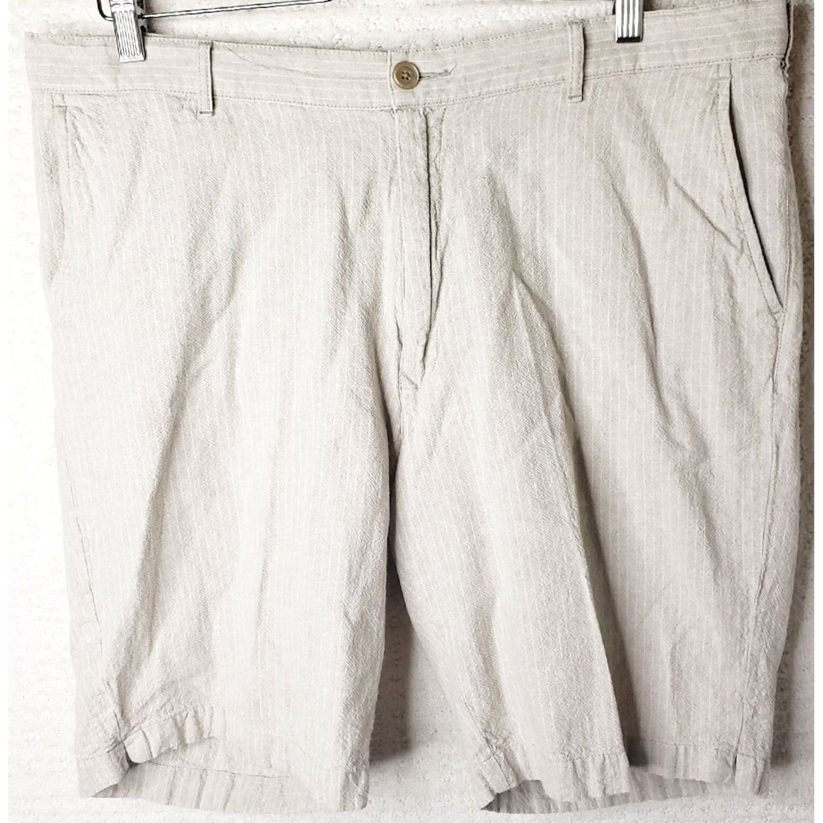 Jos. A. Bank Jos A Bank Shorts Mens 38x10 Tan Striped Linen 55% Cotton 45% Blend Breathable Chino Size US 38 / EU 54 - 2 Thumbnail