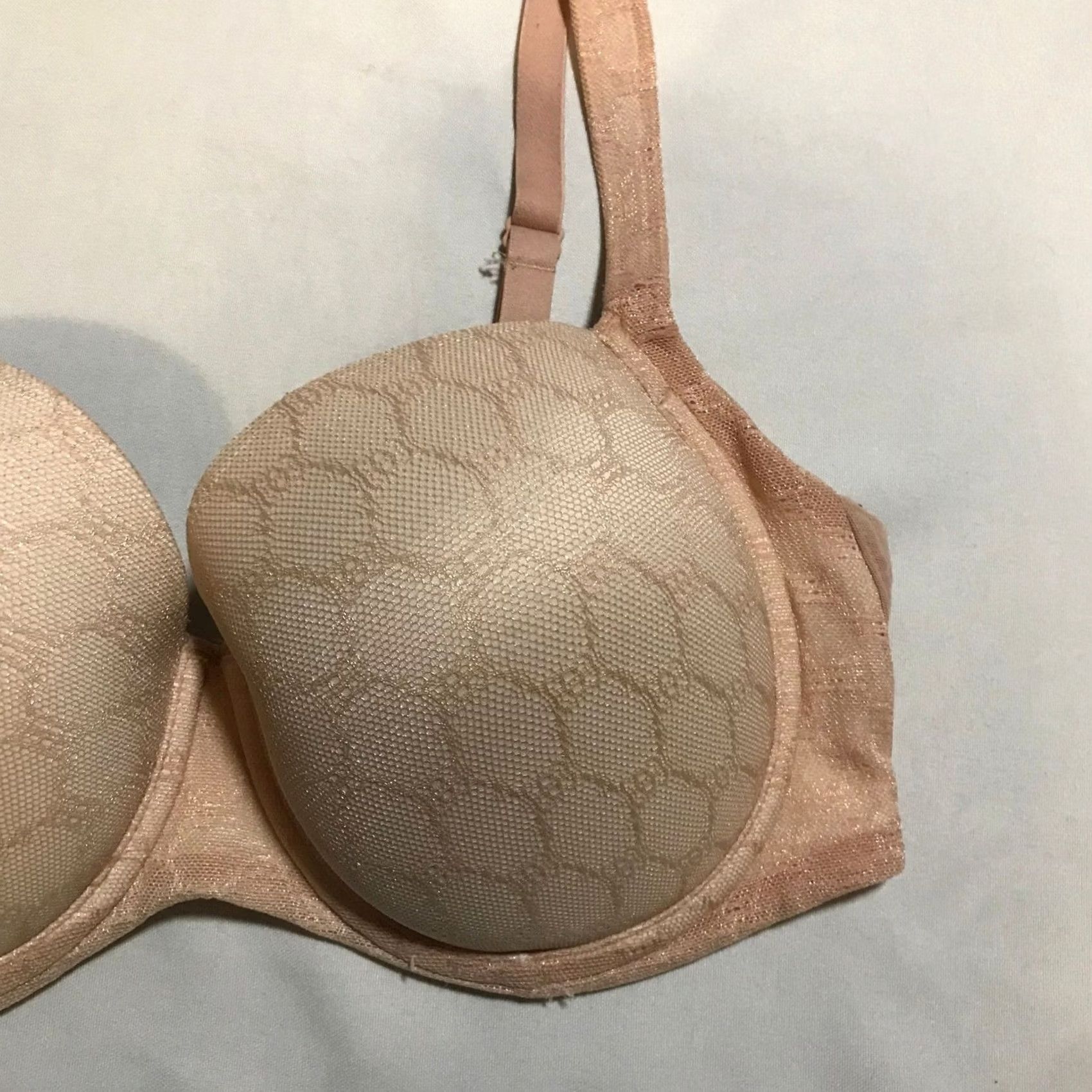 Vintage Soma Stunning Support Geo Lace Full Coverage Bra 34DD Peach Size ONE SIZE - 2 Thumbnail