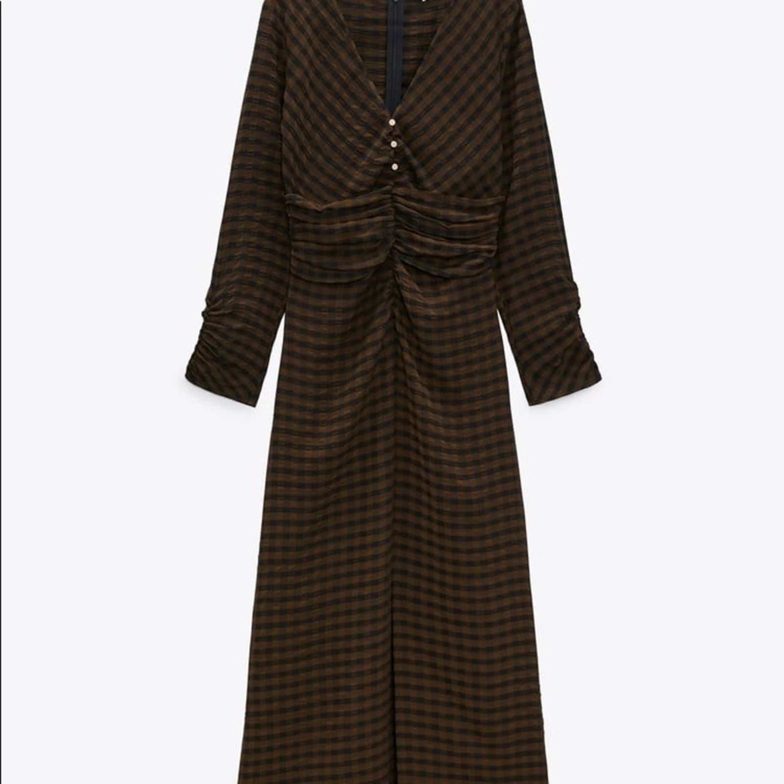 Zara ZARA DRAPED PLAID DRESS BLACK / GREEN Size XS / US 0-2 / IT 36-38 - 5 Thumbnail