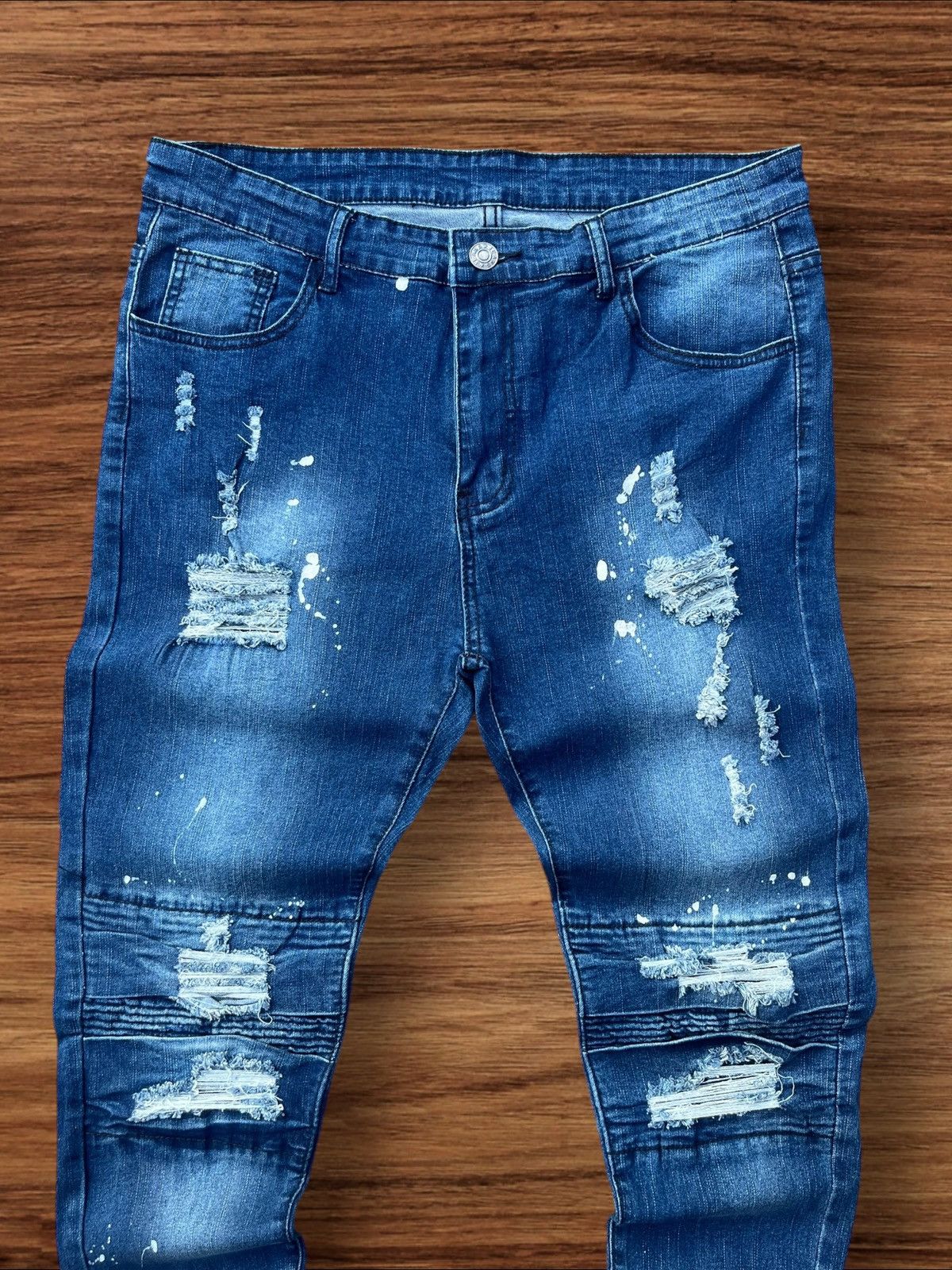 Japanese Brand Vintage Japanese Brand Ripped Destroyed Biker Blue Wash Jean Size US 36 / EU 52 - 4 Thumbnail
