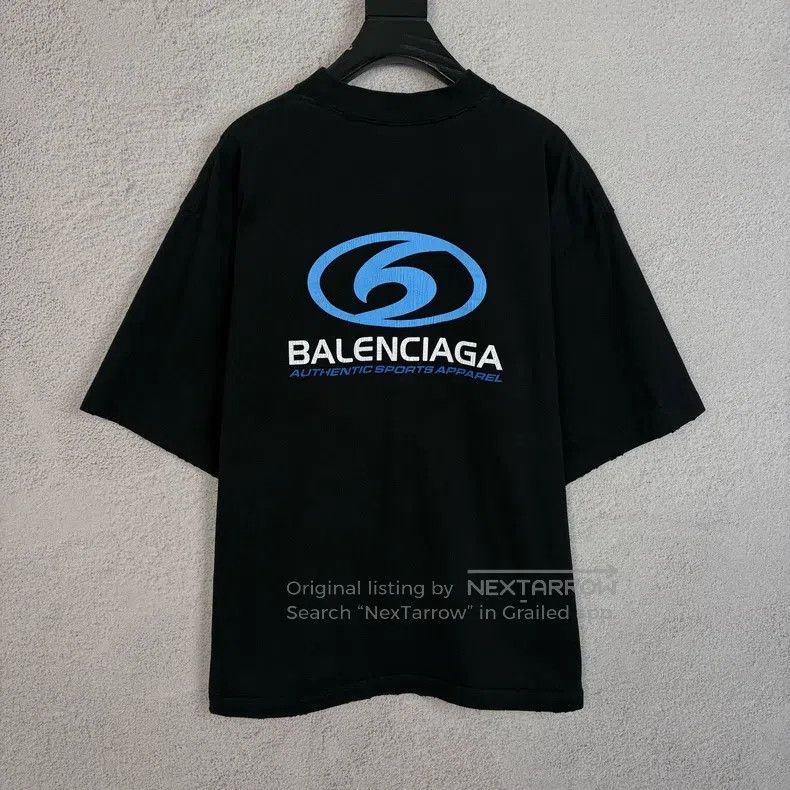 Balenciaga Balenciaga Wave Logo Printed Pattern Short Sleeve T-Shirt Size US M / EU 48-50 / 2 - 2 Thumbnail