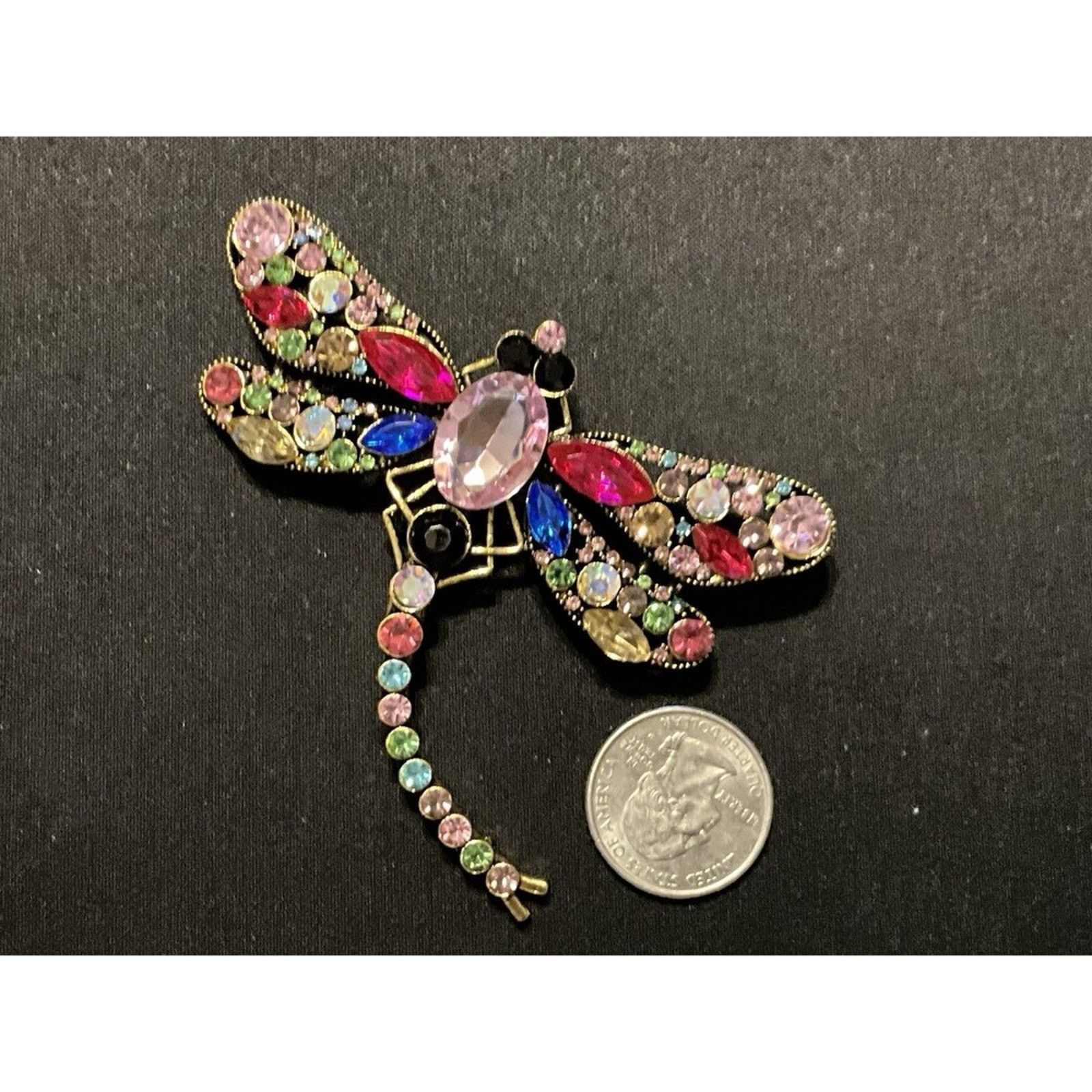 Other Contemporary Large Rhinestone Dragon Fly C Clamp Brooch Size ONE SIZE - 3 Thumbnail