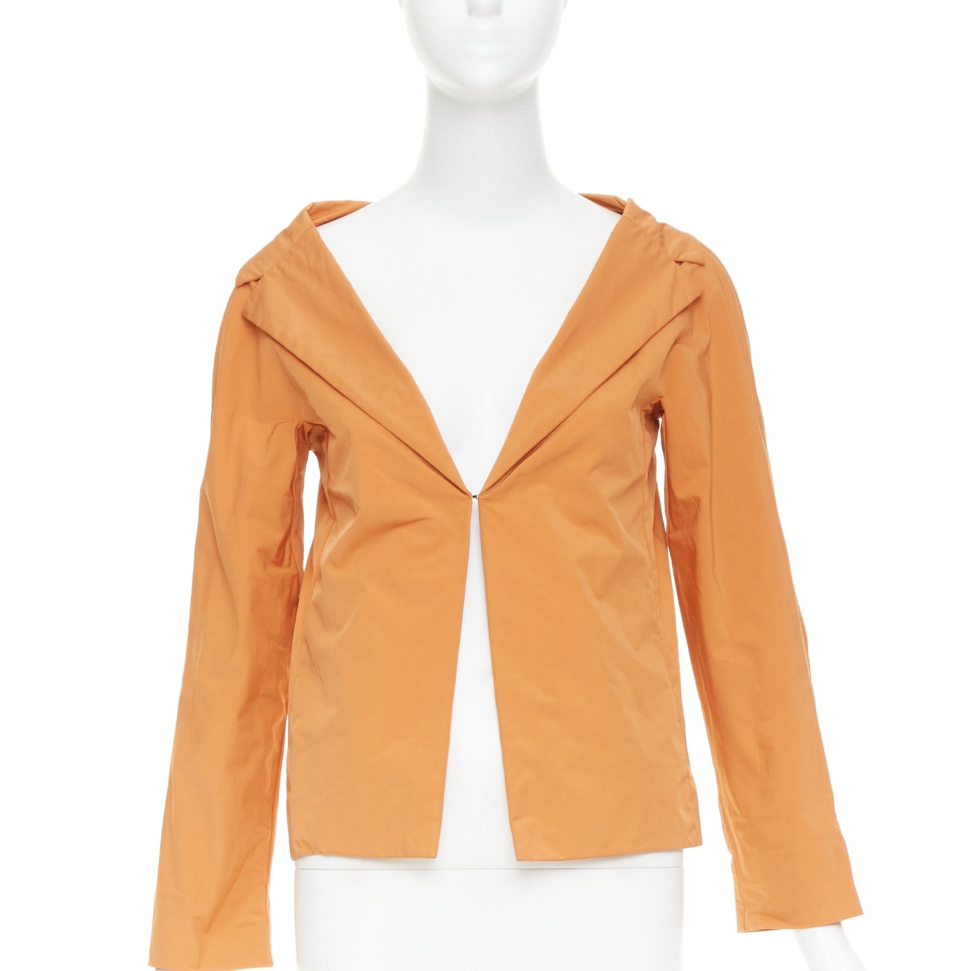 Marni MARNI orange nylon blend notch lapel single breasted cropped blazer IT36 XXS Size XS / US 0-2 / IT 36-38 - 1 Thumbnail