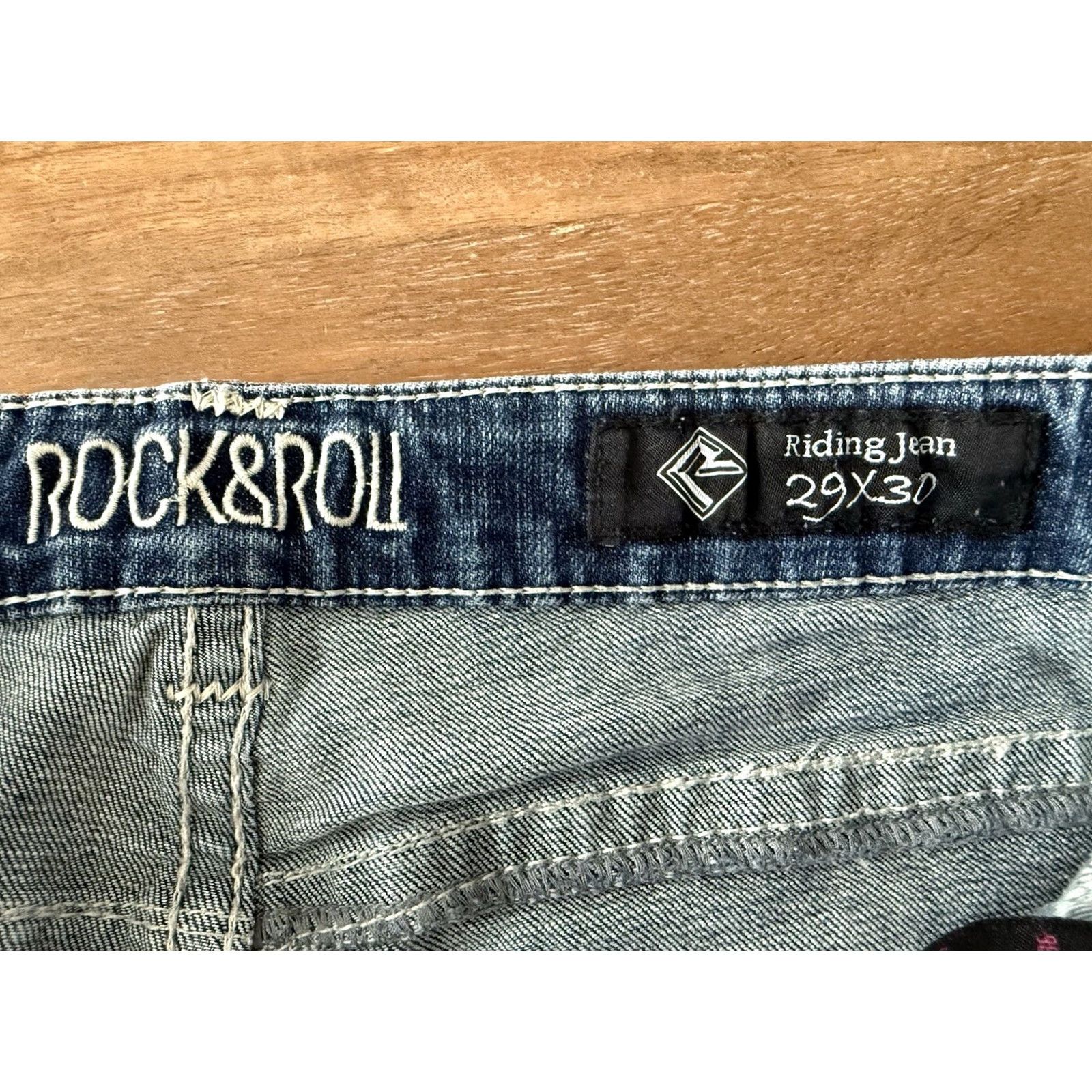 Vintage Rock&Roll Denim Rock&Roll Riding Jeans Boots Western Cowboy Denim 29x30 32x28 Womens Regular Bootcut Blue Cotton Spandex Jeans Size 29" - 3 Thumbnail