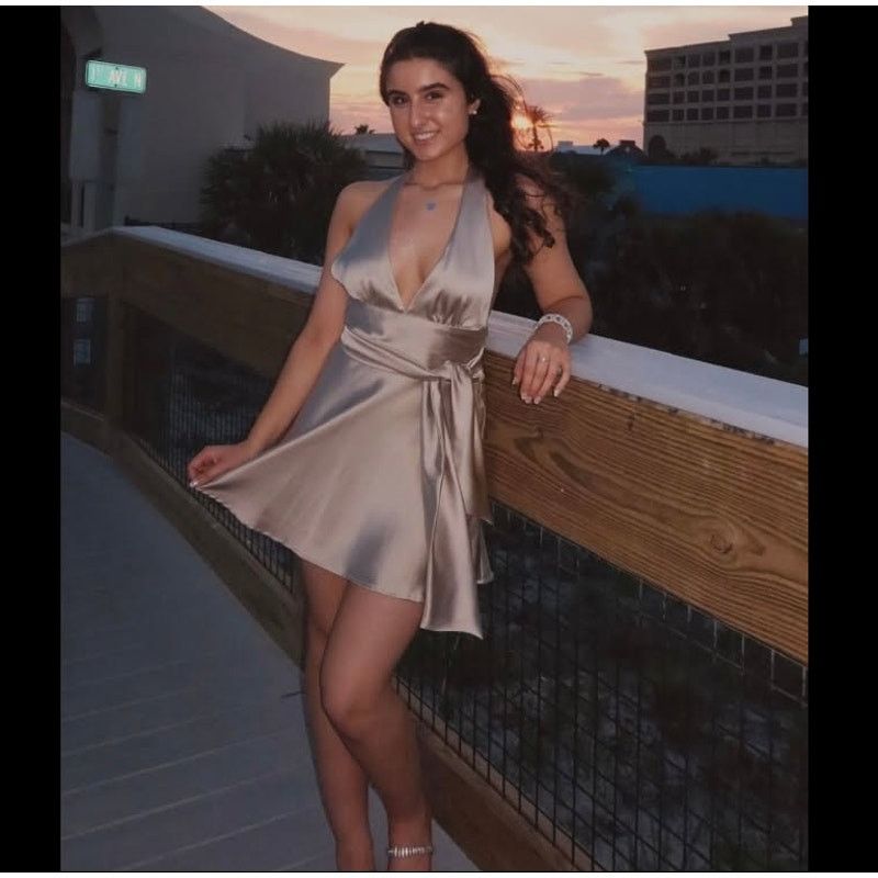 Zara ZARA Satin Open Back Mini Dress NWT Size L / US 10 / IT 46 - 14 Thumbnail