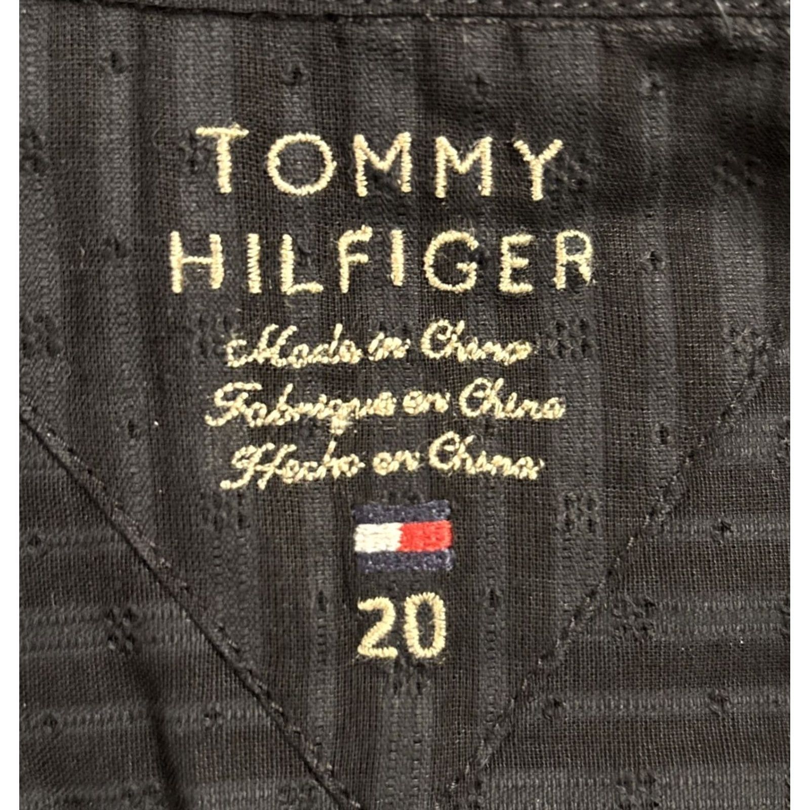 Tommy Hilfiger NWT Tommy Hilfiger Womens Shirt Button-Up Black Short Sleeve Cap Sleeve 20 Casual Sheer Knit Cotton Regular Image: 0-0-0-0-0-0 Size 3XL / US 20-22 - 5 Thumbnail