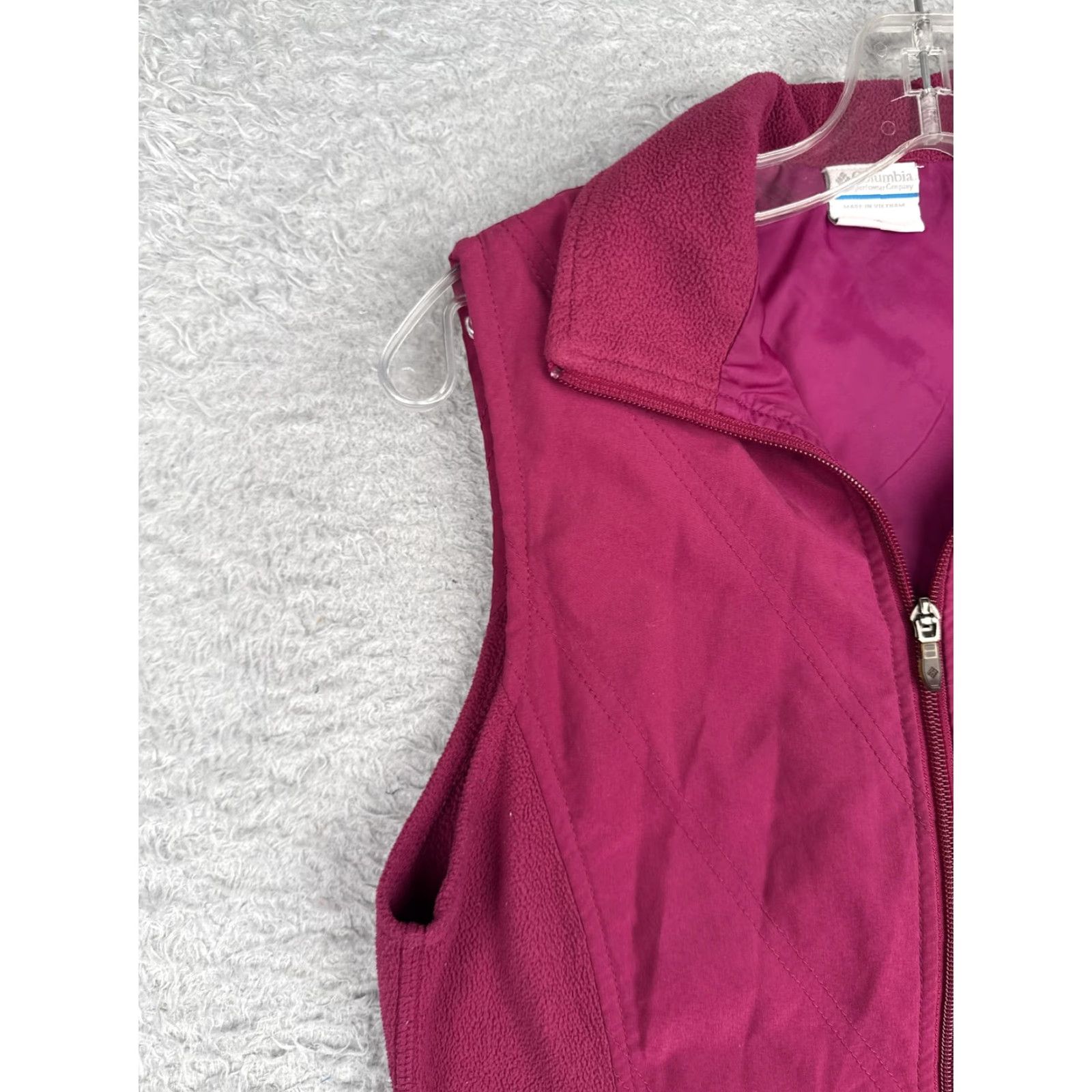 Layer 8 Columbia Vest XS Pink Full Zip Fleece Softshell Outdoor Hiking Layer Womens Size XS / US 0-2 / IT 36-38 - 3 Thumbnail