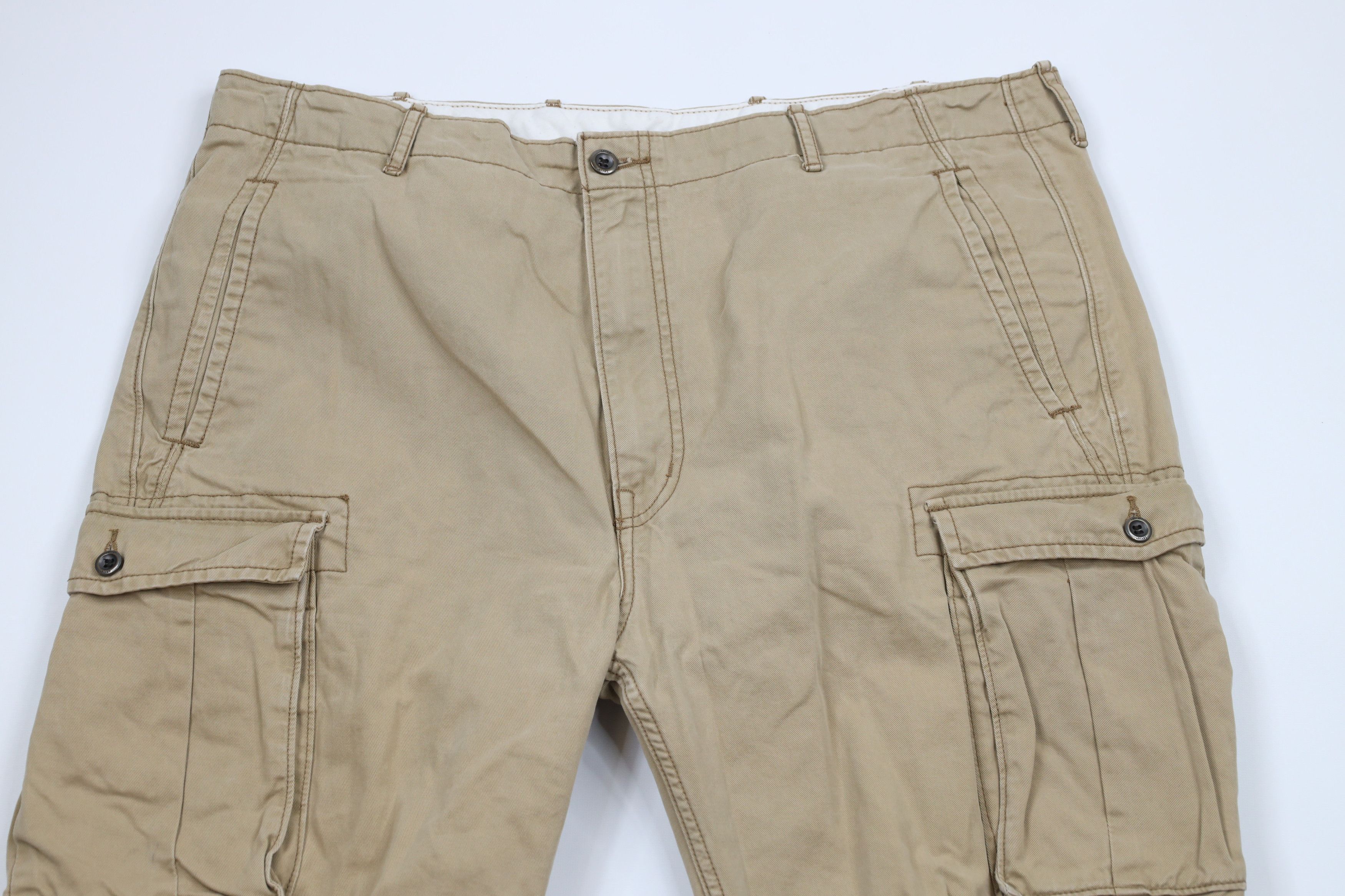 Levi's × Vintage Vintage Y2K Levis Baggy Wide Leg Cargo Pants Beige Cotton Size 40 - 2 Thumbnail