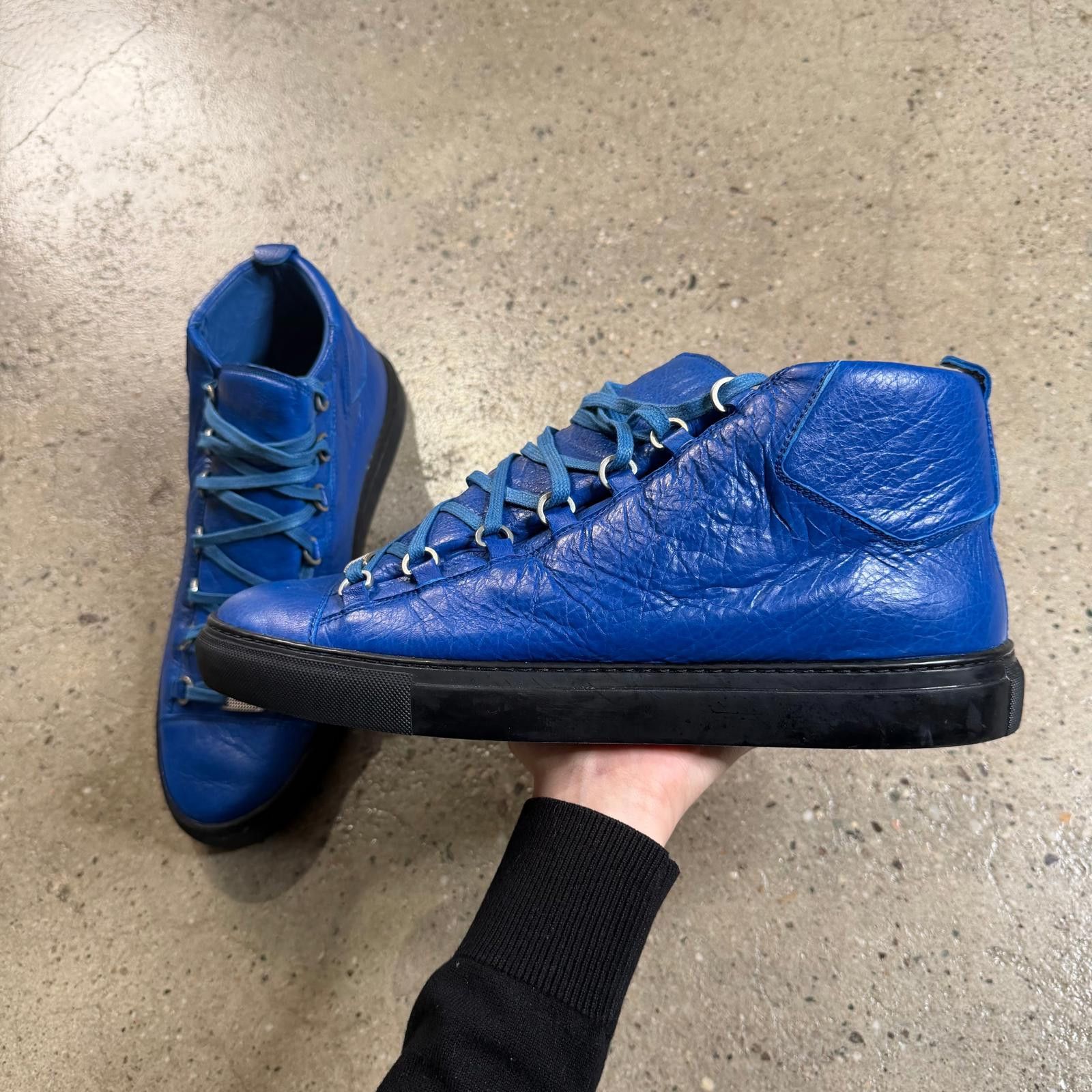 Balenciaga Balenciaga Leather Arena Sneakers (Blue) Size US 12 / EU 45 - 3 Thumbnail