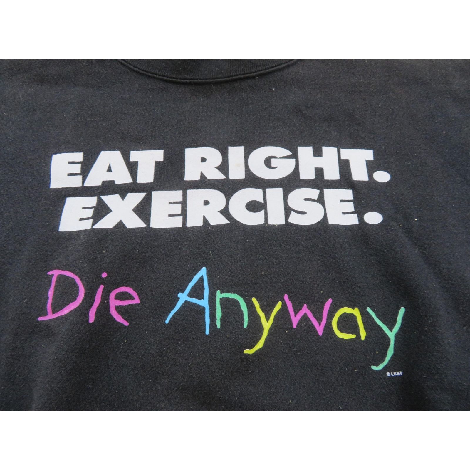 Other Eat Right Exercise Die Anyway Sweatshirt, Black M-L 1990s Size M / US 6-8 / IT 42-44 - 2 Thumbnail