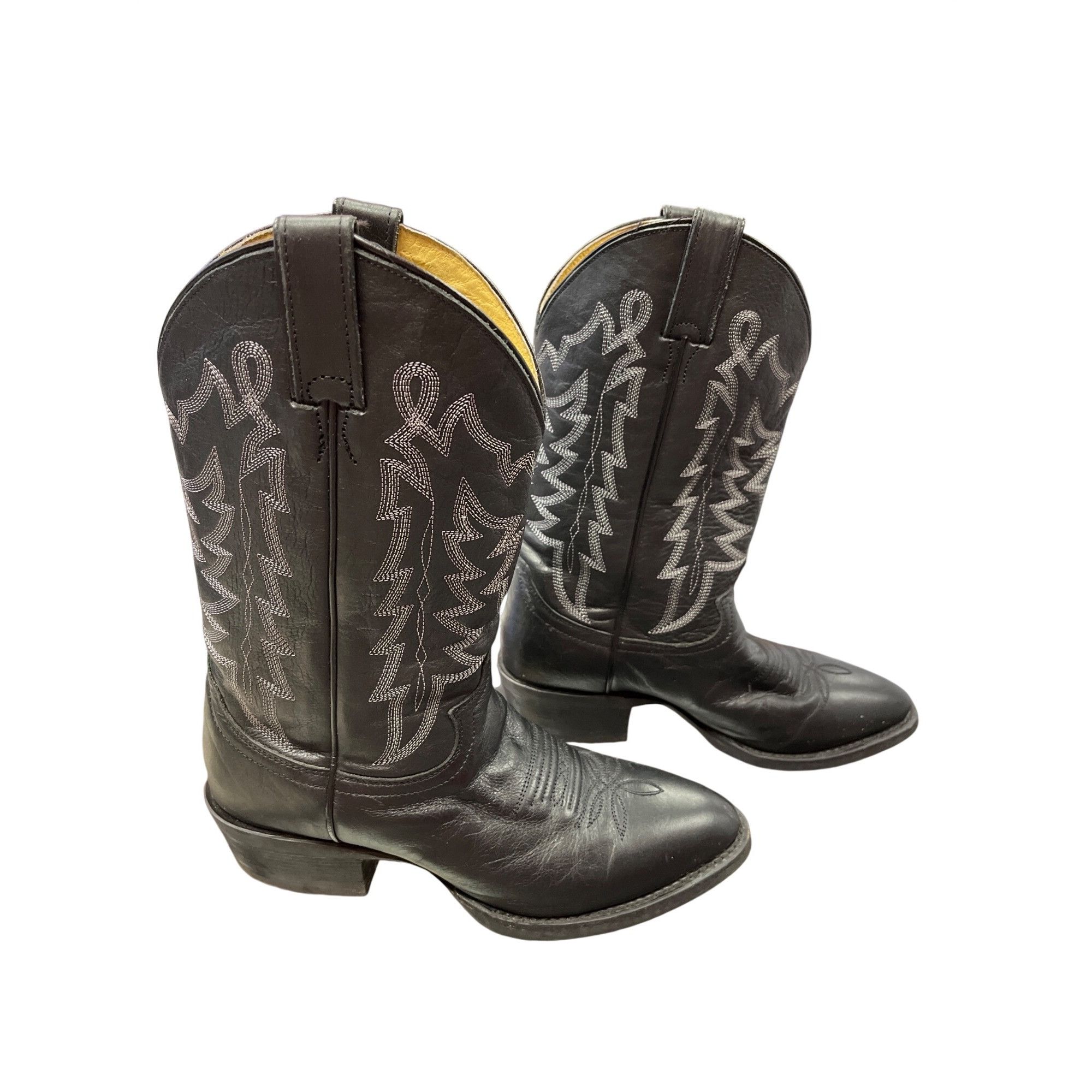 Justin Justin Mens black leather western mid calf boots sz 9.5D SKU Size US 9.5 / EU 42-43 - 3 Thumbnail
