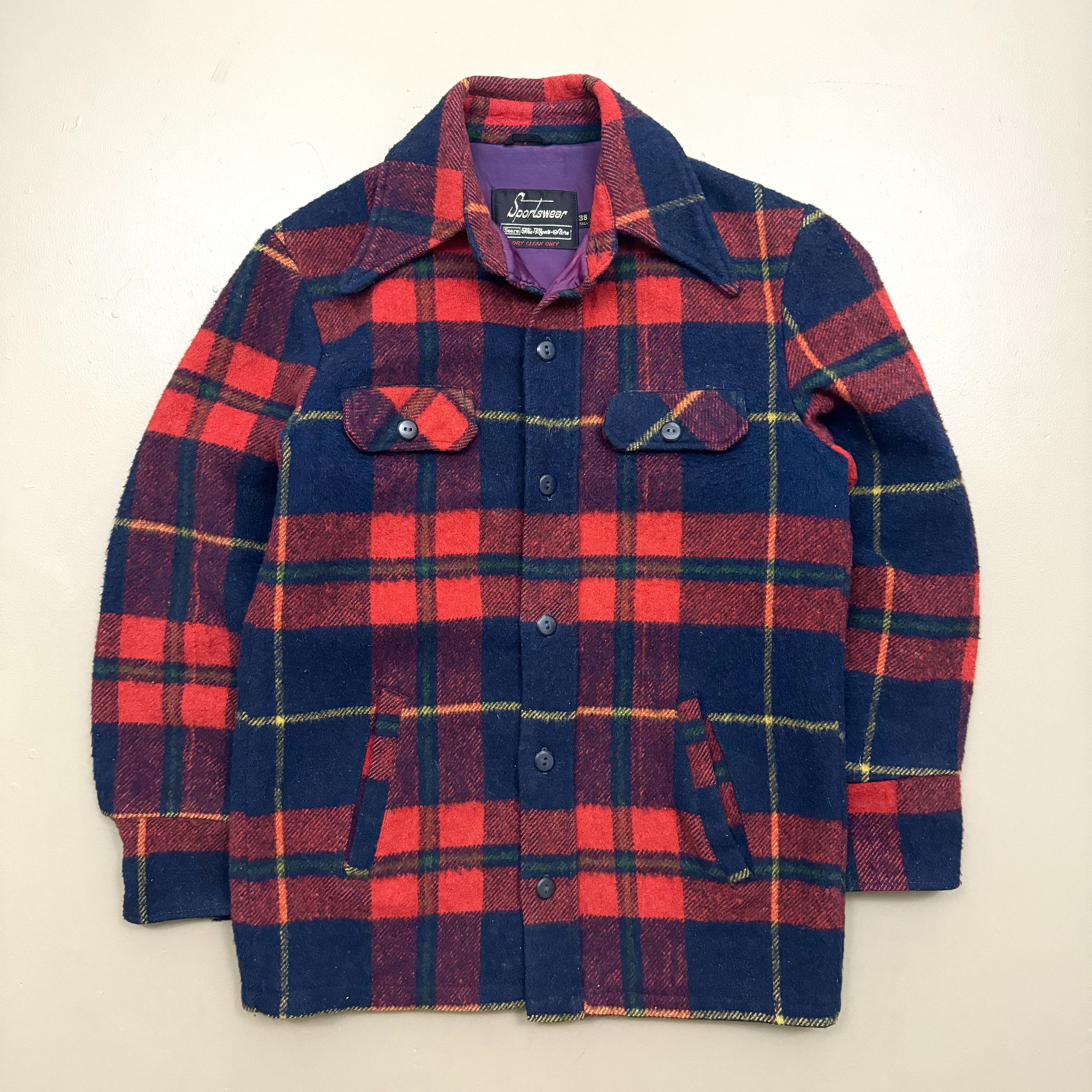 Sears × Vintage VTG 70s 80s Sears Sportswear Heavyweight Lined Flannel 38 Size US L / EU 52-54 / 3 - 1 Thumbnail