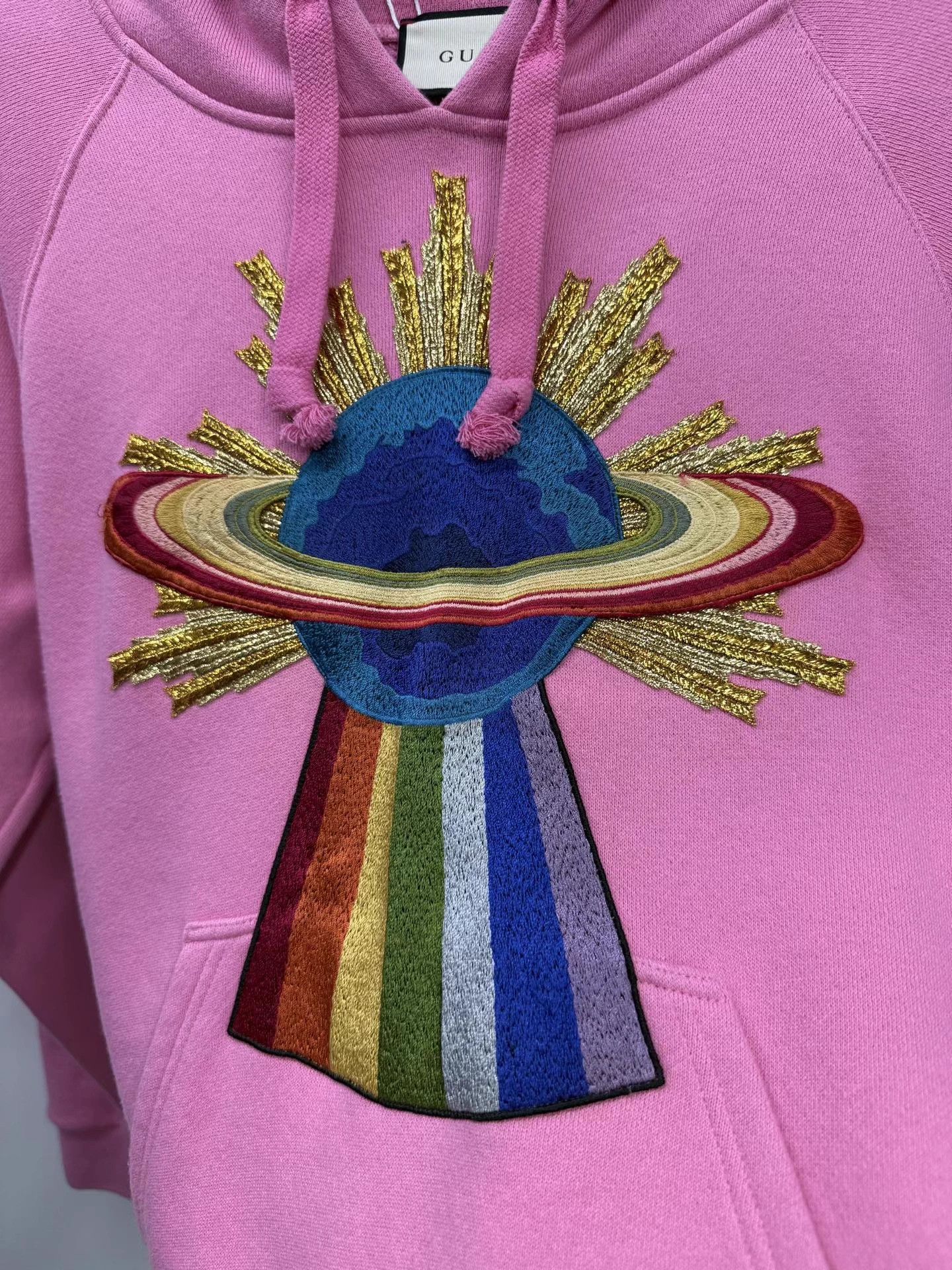Gucci Gucci Planet Heavy Embroidery Pink Hoodie S Size S / US 4 / IT 40 - 3 Thumbnail