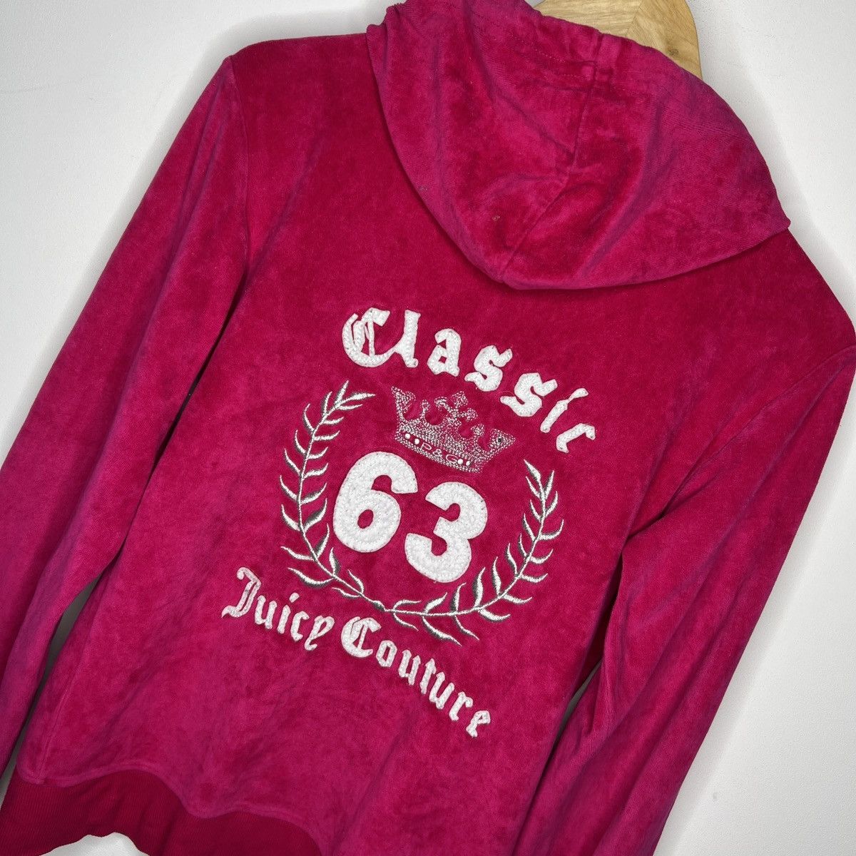 Juicy Couture × Vintage Juicy Couture Velour Hoodie Sweatshirt Pink Big Logo Size M / US 6-8 / IT 42-44 - 7 Thumbnail