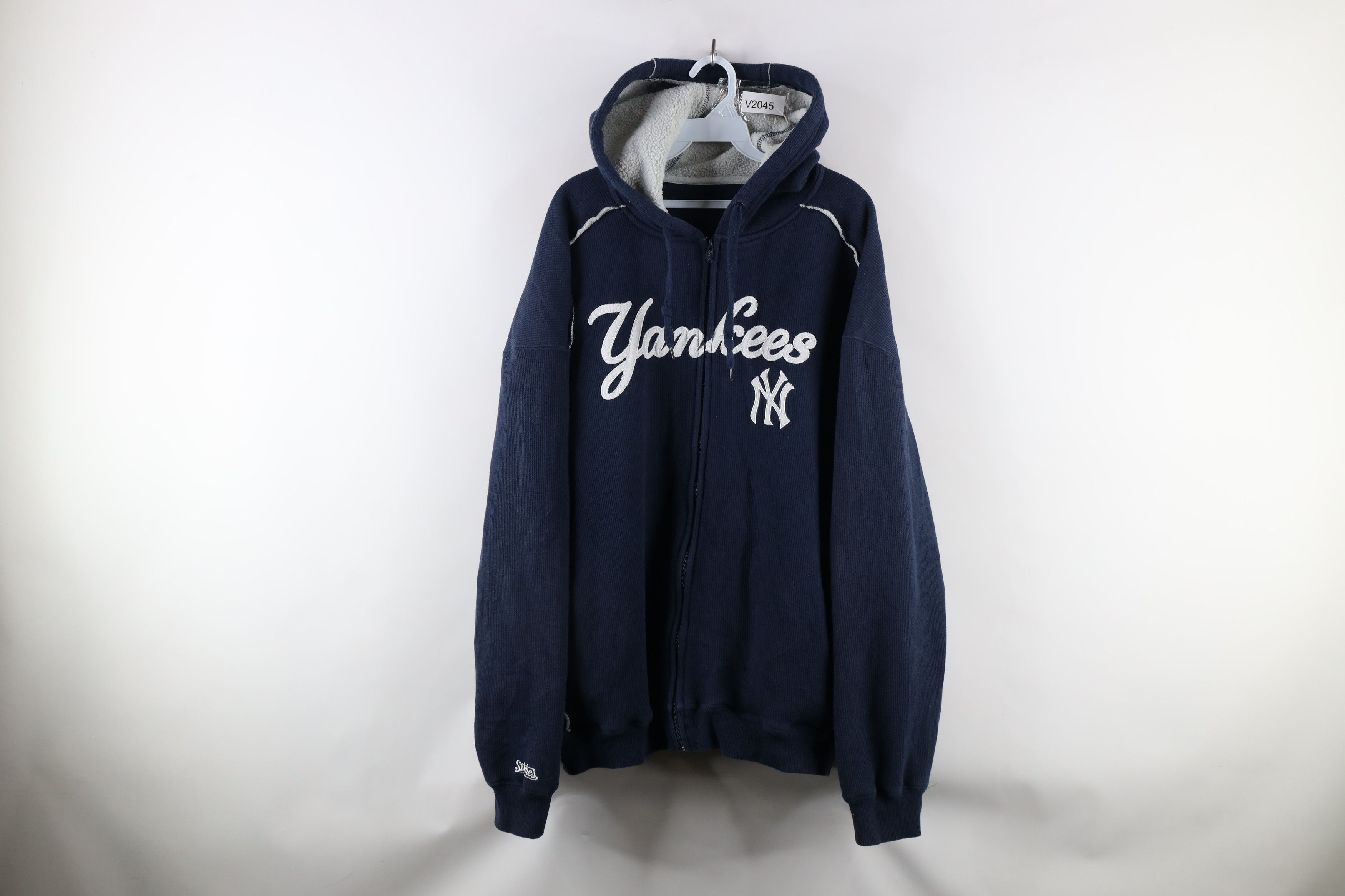 Vintage Vintage Knit Fleece Lined New York Yankees Full Zip Hoodie Size US XXL / EU 58 / 5 - 1 Thumbnail