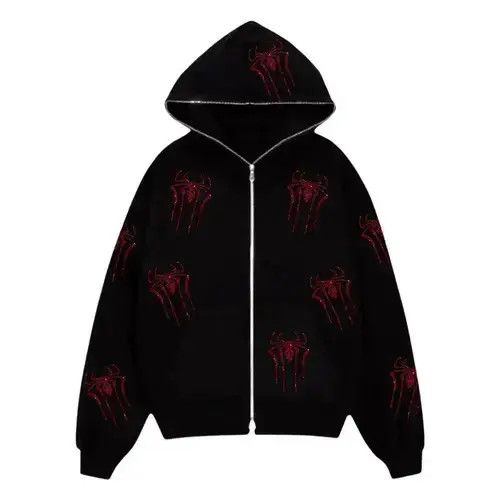 Other Rhinestone Zip y2k Hoodie Spider Web Gothic Punk Style Size US M / EU 48-50 / 2 - 1 Thumbnail