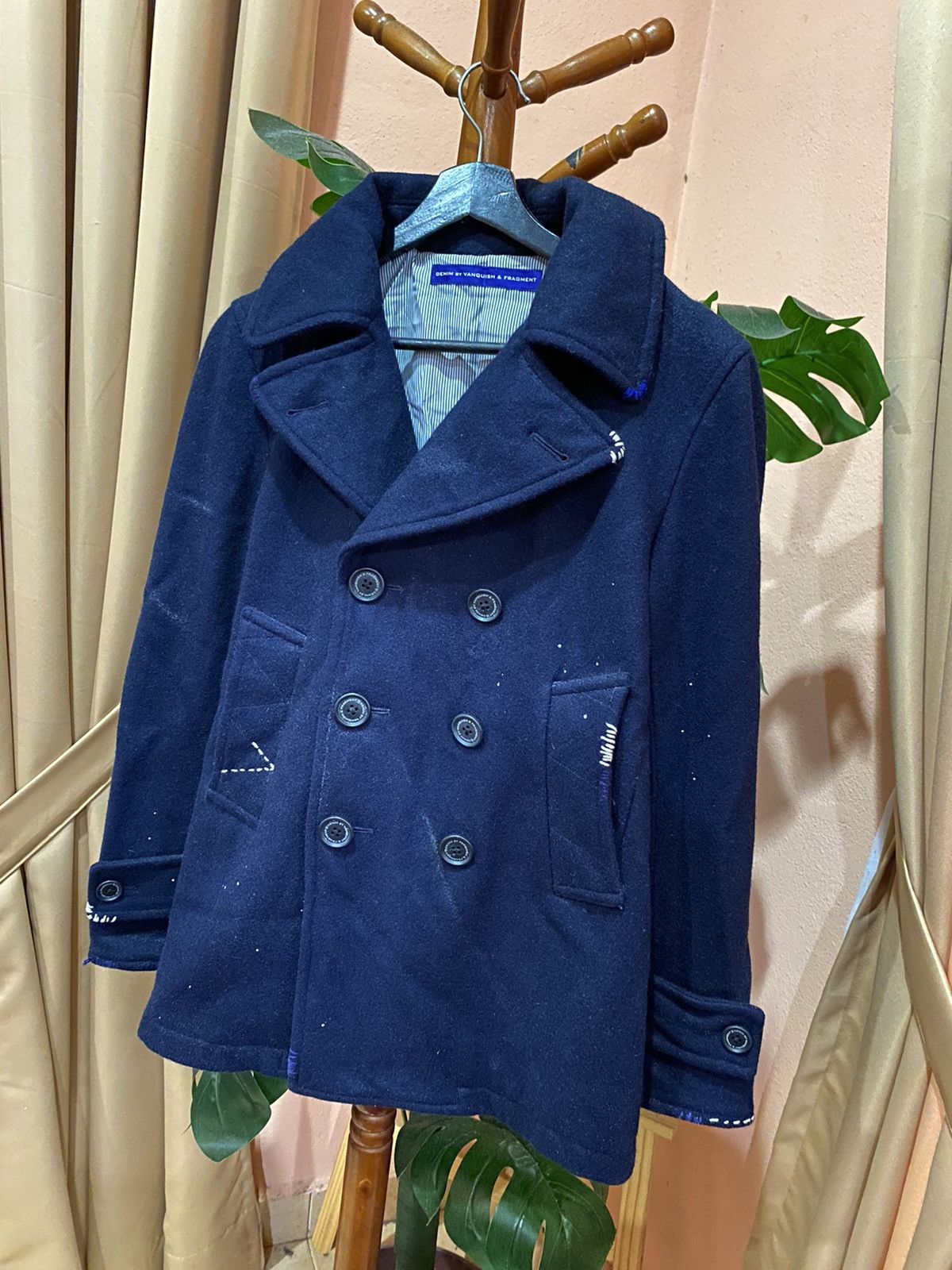 Fragment Design × Vanquish Denim by Vanquish & Fragment Navy Double-Breasted Peacoat Size US S / EU 44-46 / 1 - 2 Thumbnail