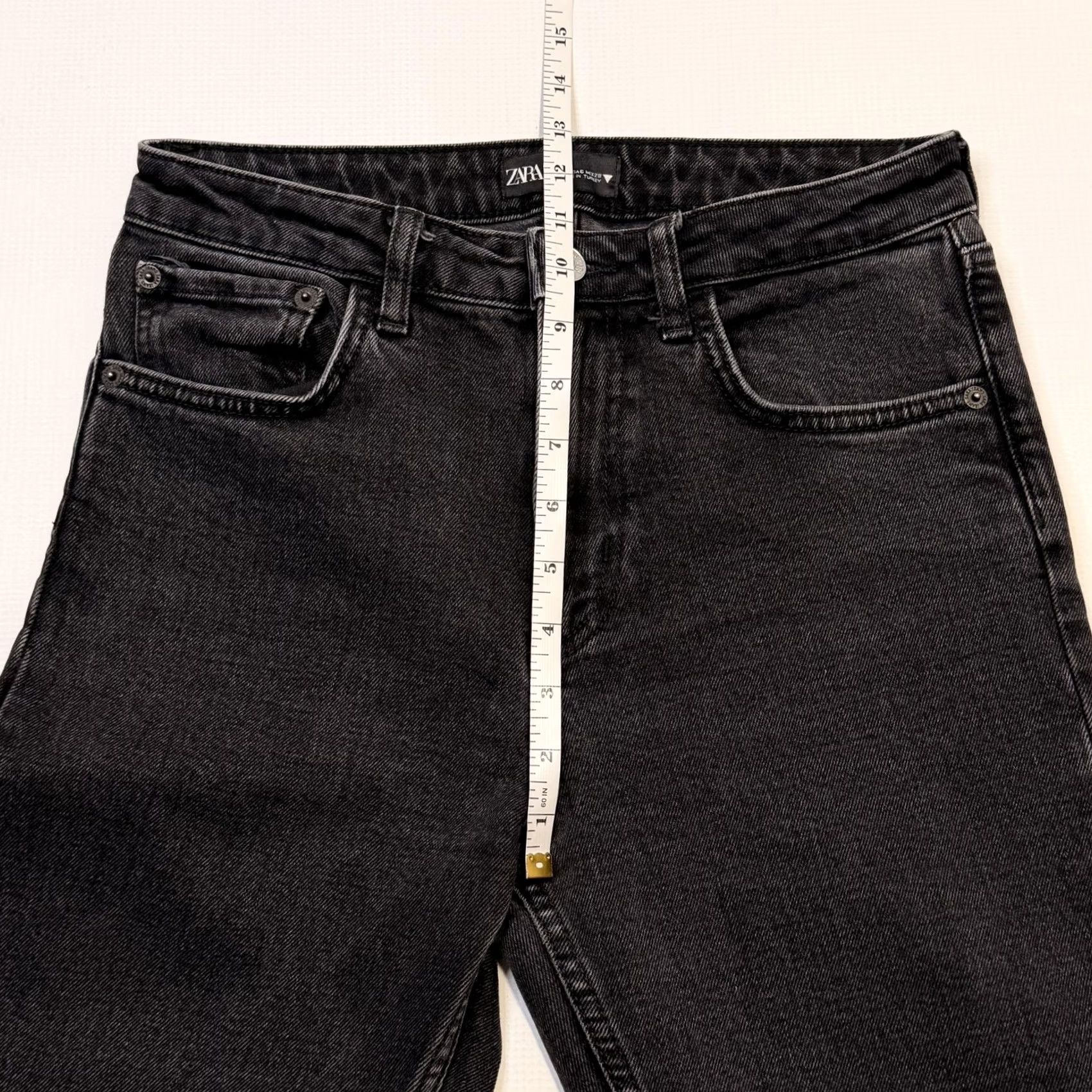 Zara Zara Jeans Womens 6 Black Straight High Rise Charcoal Wash Denim Eco Cotton Size 28" / US 6 / IT 42 - 6 Thumbnail