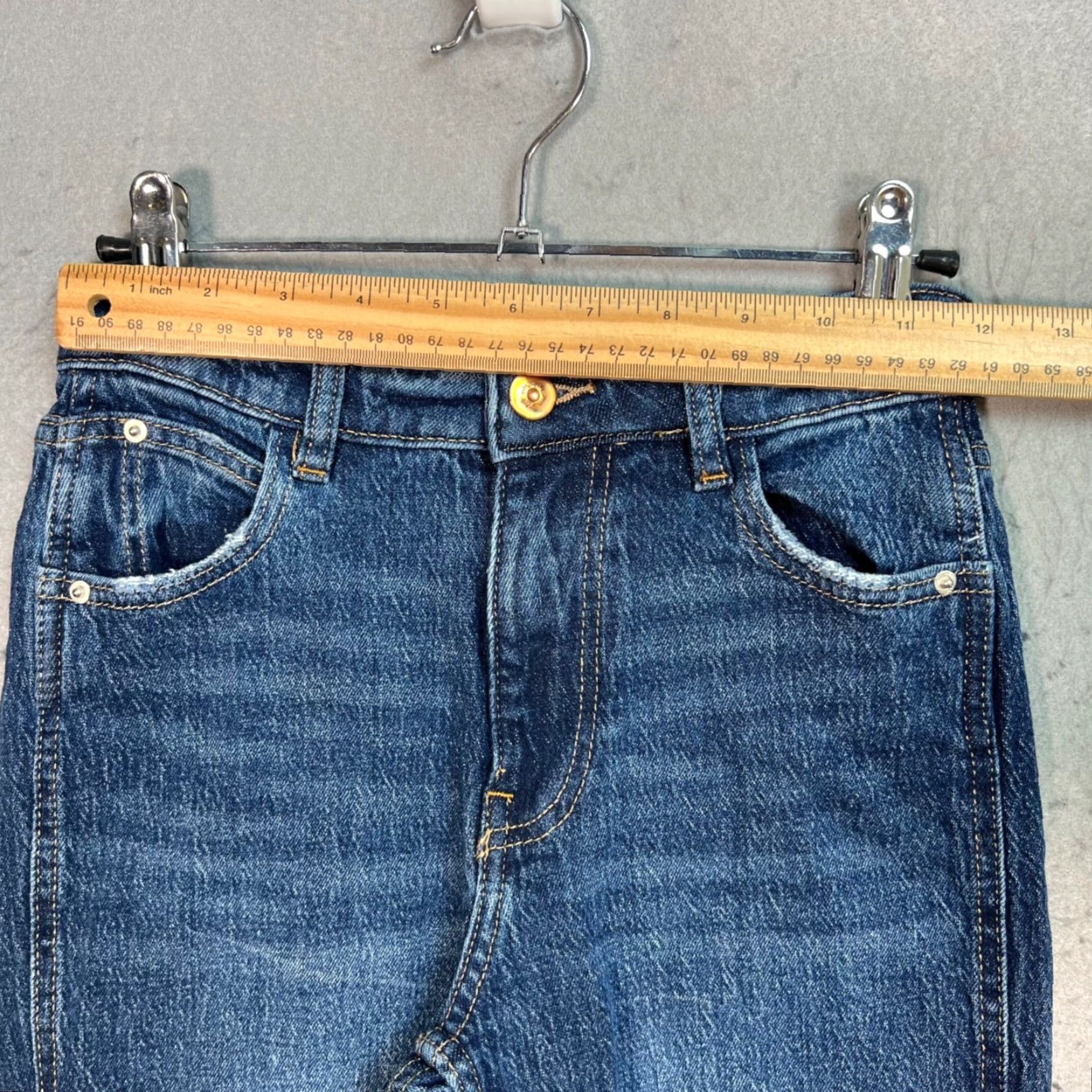 Zara Zara Womens Size 0 High-Waisted Straight-Leg Denim Jeans Blue W/ Raw Hem Size 25" / US 0 / IT 36 - 5 Thumbnail