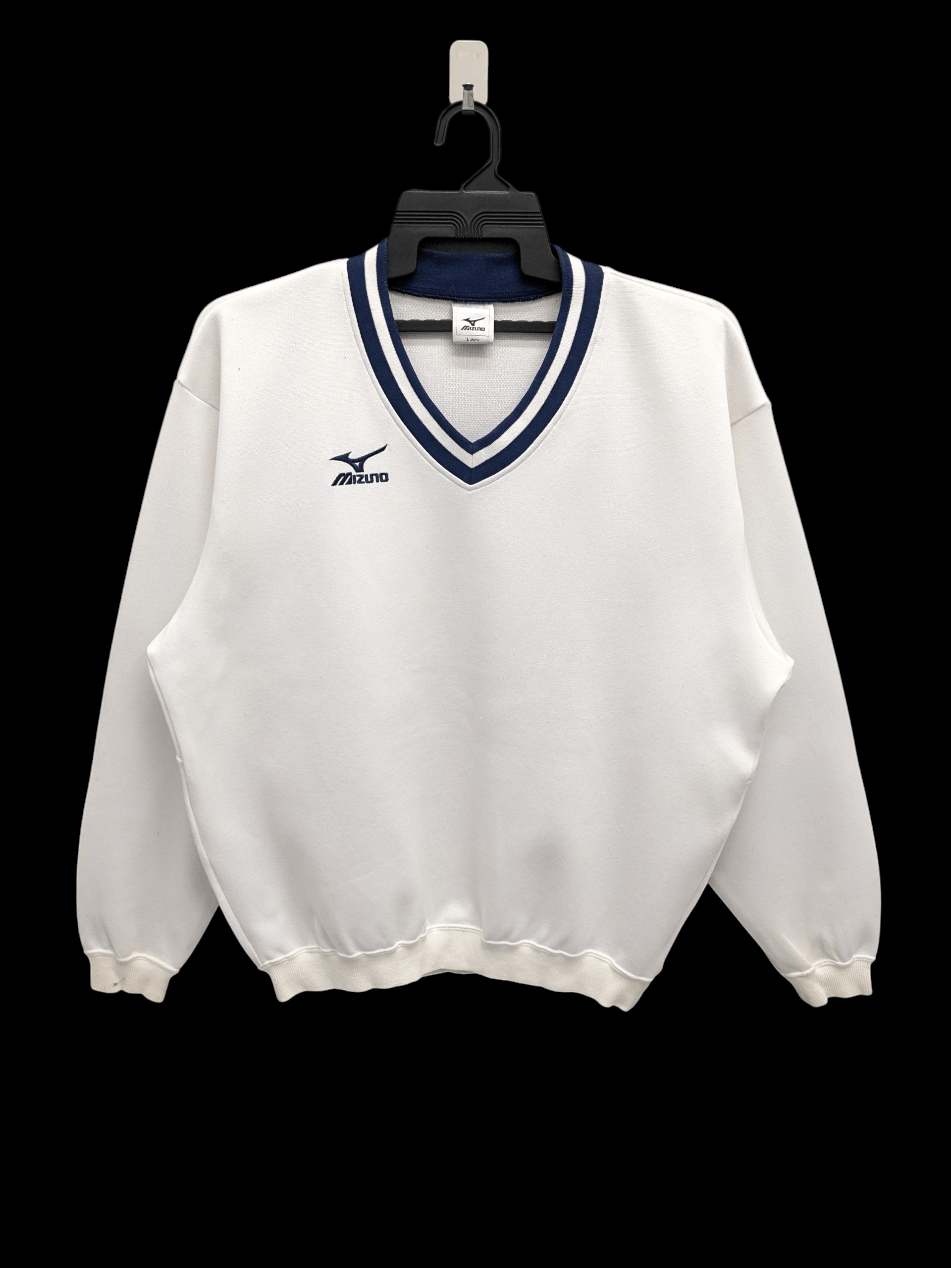 Mizuno Vintage Mizuno White V-Neck Pullover Sweatshirt JASPO Size US L / EU 52-54 / 3 - 1 Thumbnail