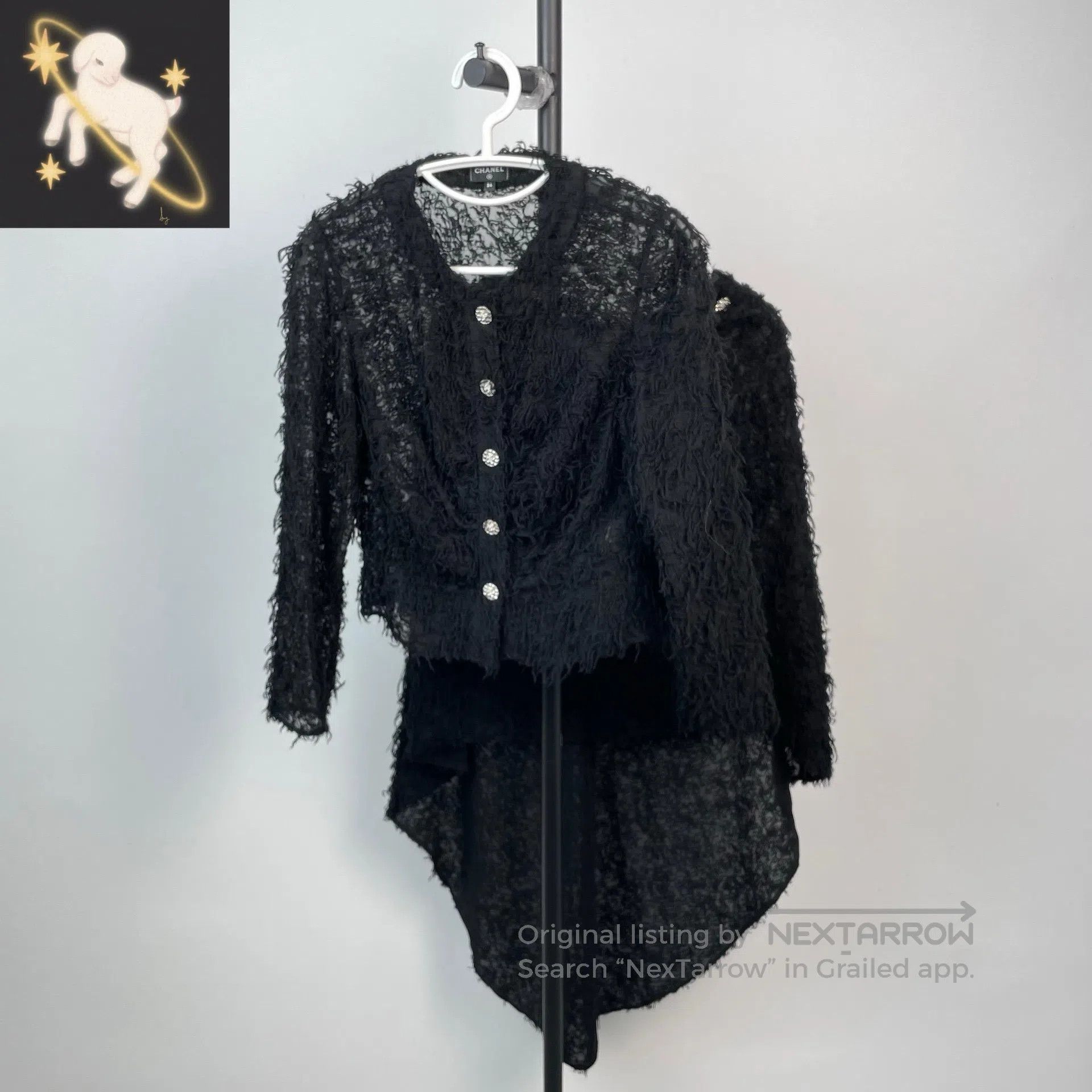Chanel Chanel Black Lace Diamond Button Thin Coat| Size XXS / US 00 / IT 34 - 1 Thumbnail