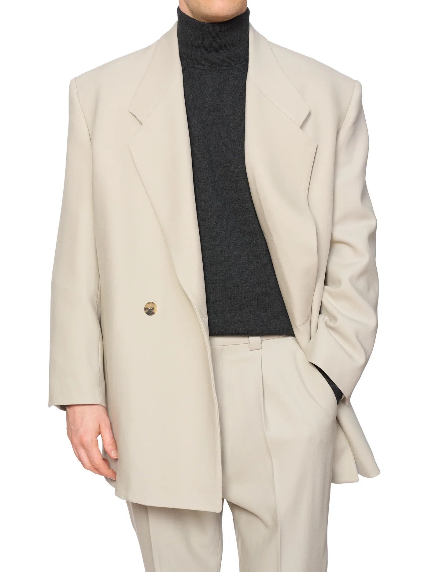 Fear of God FEAR OF GOD Eternal Beige Wool Double Breasted Suit Jacket Size 40R - 1 Thumbnail
