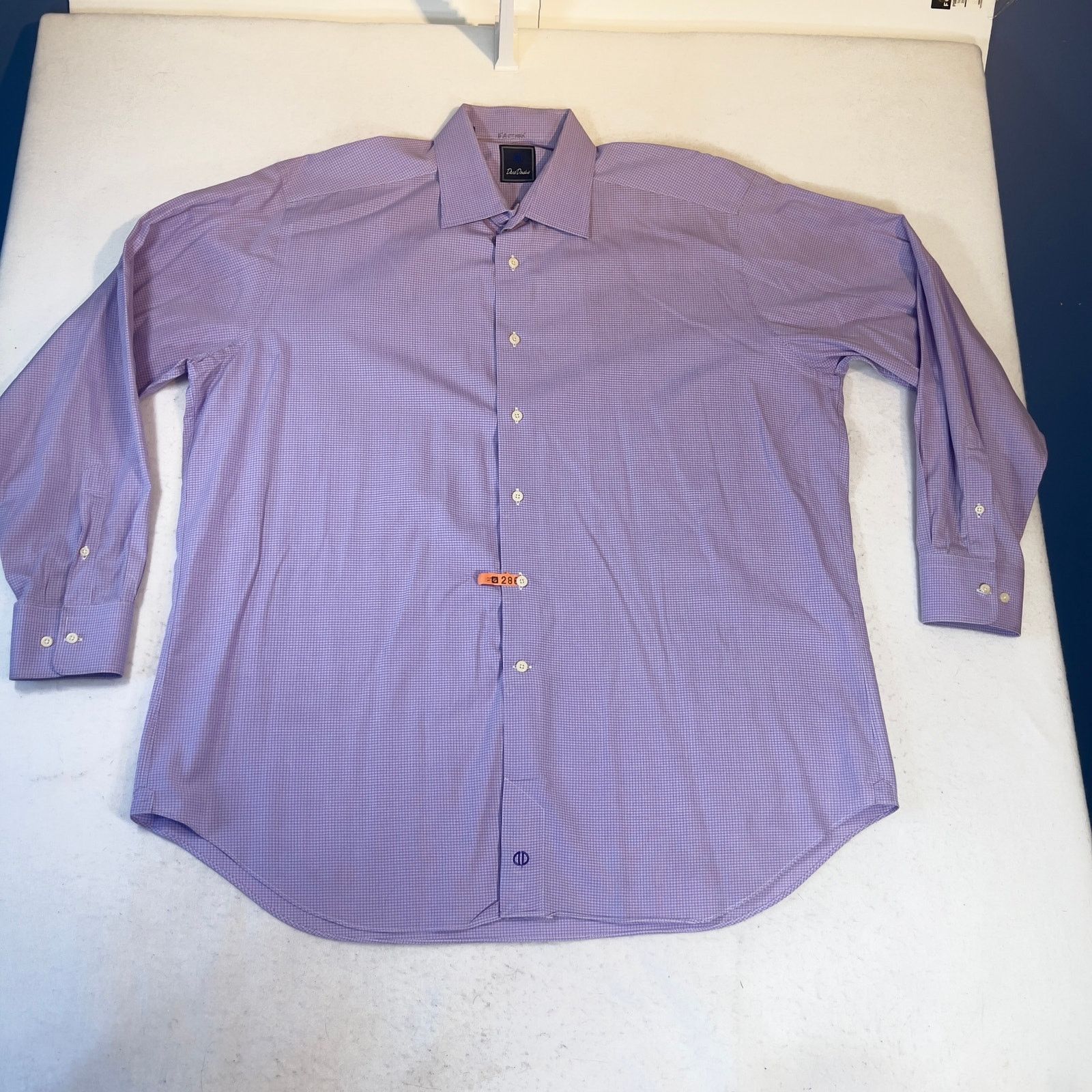 David Donahue David Donahue Dress Shirt Mens 18 34/35 Purple Micro Check Size US XL / EU 56 / 4 - 1 Thumbnail