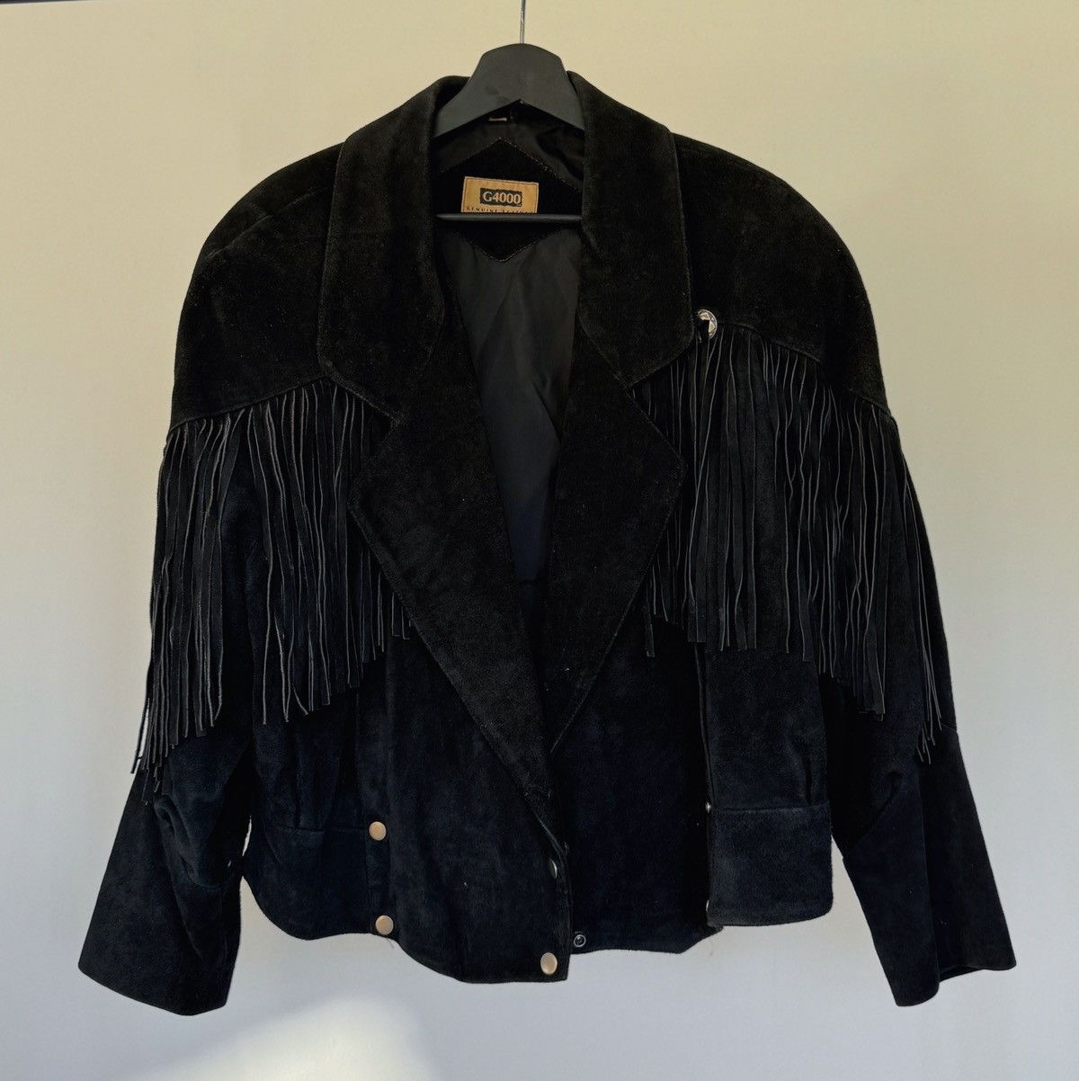 Genuine Leather Vintage 1995 Black Suede Fringe Jacket – Men’s S Size US S / EU 44-46 / 1 - 1 Thumbnail