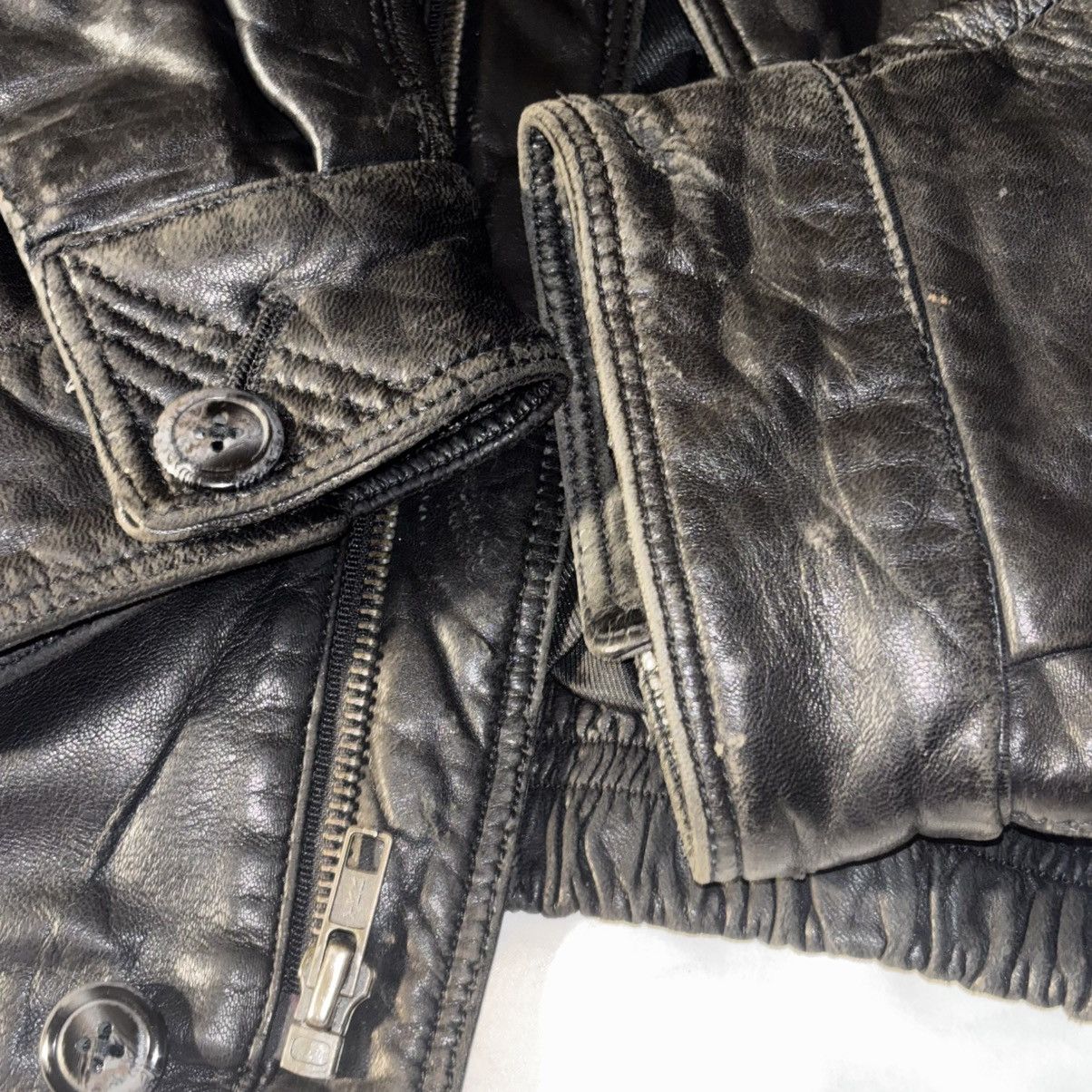 Marc Buchanan Vintage All Black Pelle Pelle Bomber Jacket Size US L / EU 52-54 / 3 - 13 Thumbnail