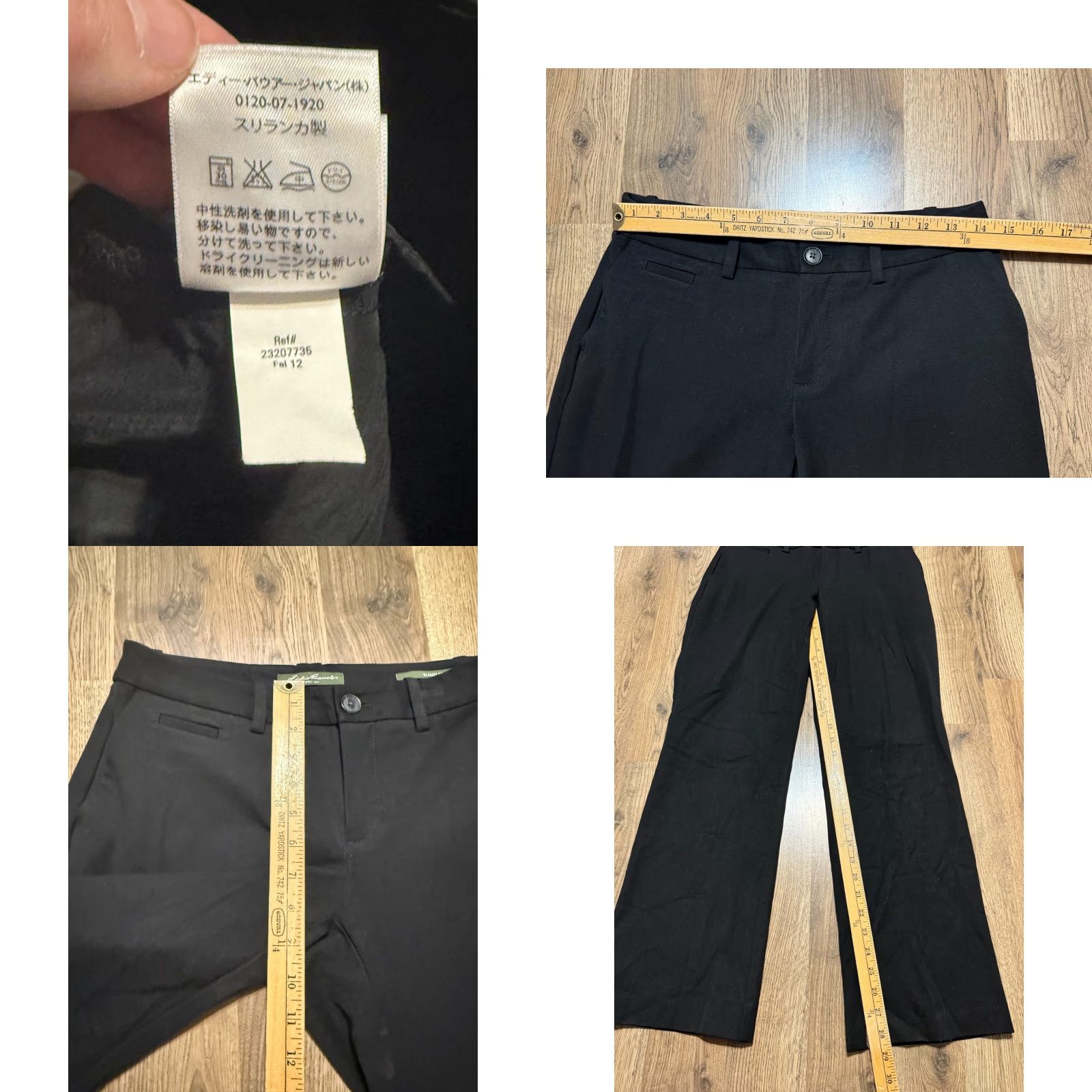 Eddie Bauer VINTAGE Eddie Bauer Pants Women Flared Leg Blakely Fit 29 Waist Black Cotton Flat Front Zip Ankle Regular Inseam 29" Size 29" - 8 Thumbnail