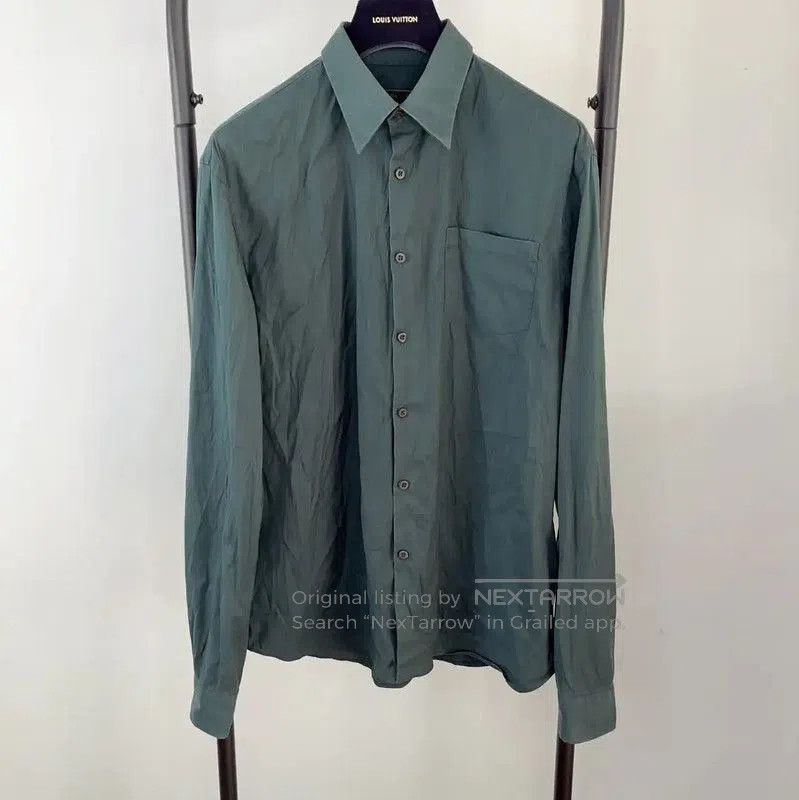 Prada Prada Men's Dark Green Cotton Shirt. Size US S / EU 44-46 / 1 - 1 Thumbnail