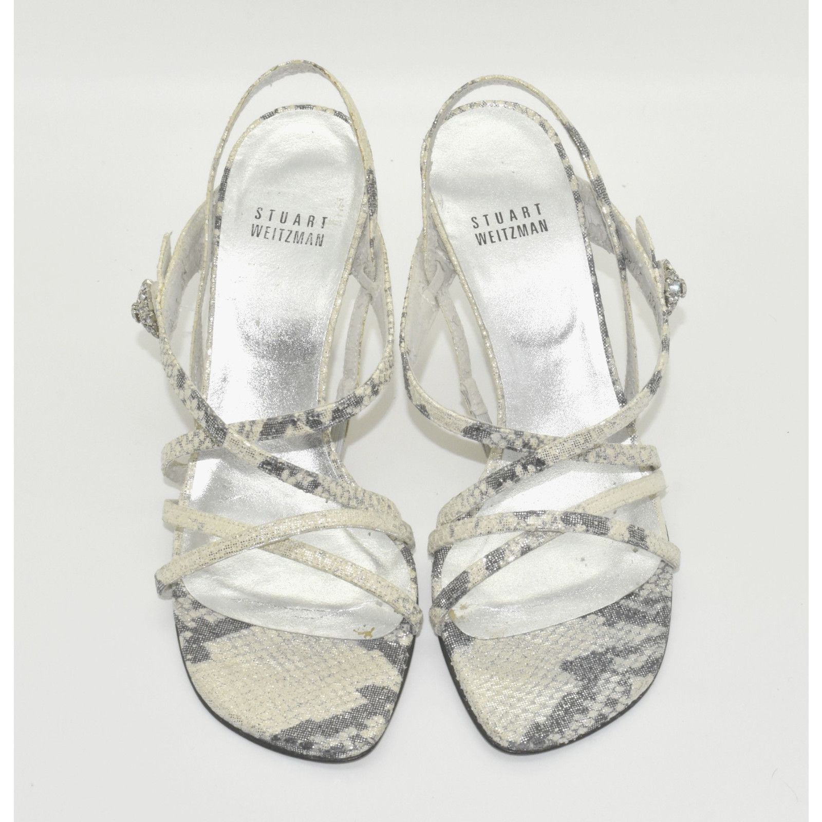 Stuart Weitzman STUART WEITZMAN Snake Embossed Rhinestone Sandal Heels 6.5M Size US 6.5 / IT 36.5 - 3 Thumbnail