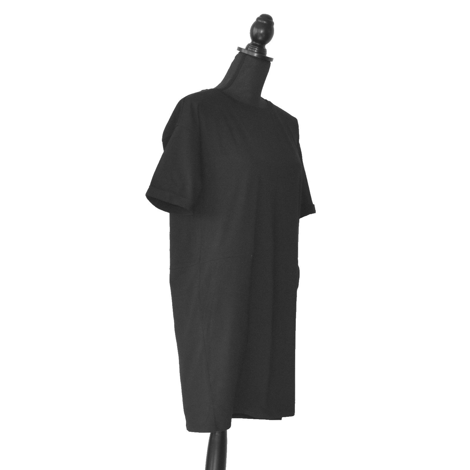 Eileen Fisher EILEEN FISHER Black Stretch Cotton Short Sleeve Dress Sz PS Size S / US 4 / IT 40 - 2 Thumbnail