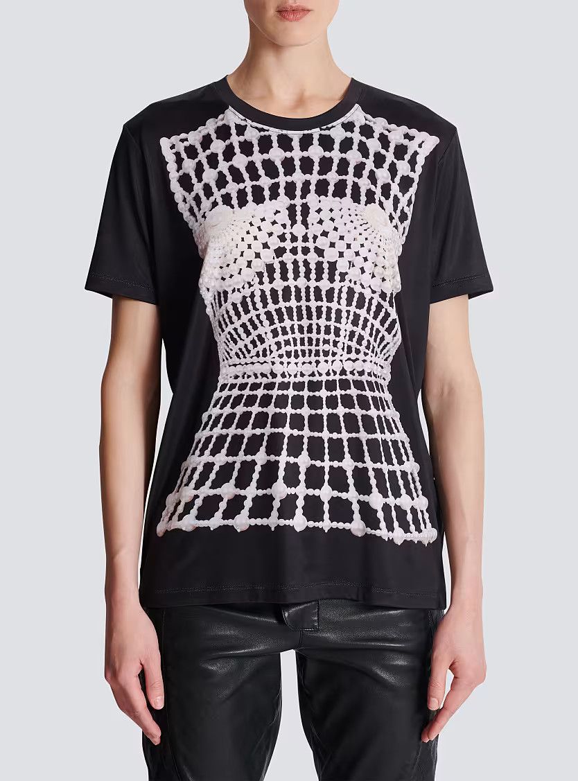 Balmain o1s1wg111225 Trompe l'oeil-Print T-Shirt in Black Size S / US 4 / IT 40 - 2 Thumbnail