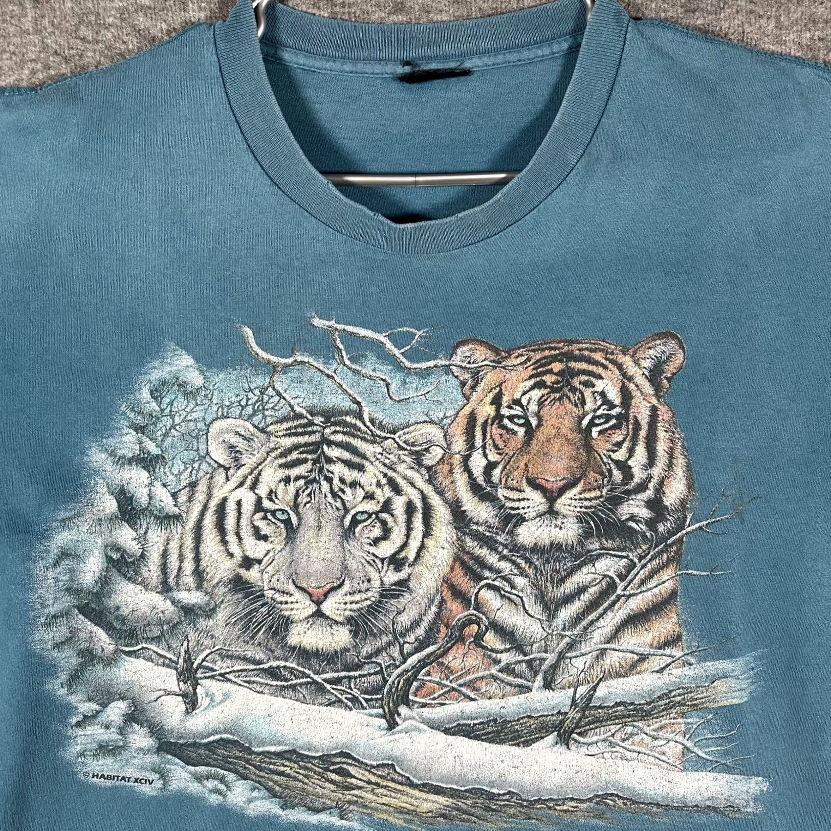 Habitat VINTAGE Habitat Shirt Mens XL Blue Tiger Snow Wildlife Graphic Tee 1994 Size US XL / EU 56 / 4 - 2 Thumbnail