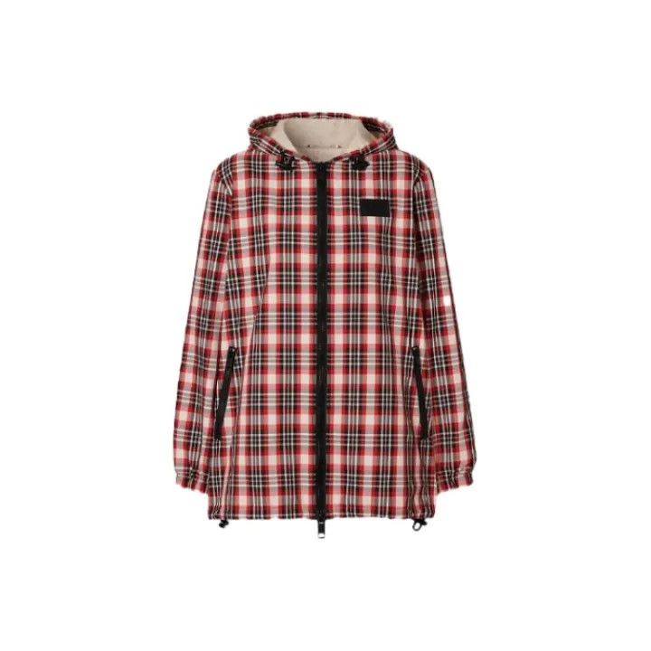 Burberry Burberry Red Plaid Nylon Windbreaker Jacket 0079 Size M / US 6-8 / IT 42-44 - 1 Thumbnail