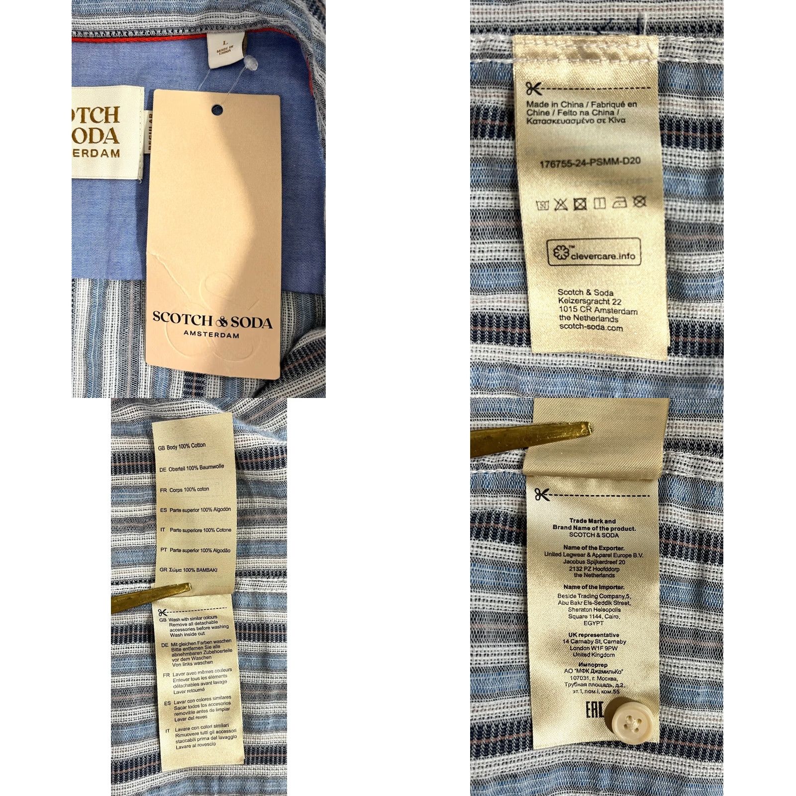 Scotch & Soda NWT Scotch & Soda Button-Up Shirt Mens Dobby Stripe Lightweight Sz L Cotton Multicolor Long Sleeve Collared Pocketed Casual Shirt Size US L / EU 52-54 / 3 - 8 Thumbnail