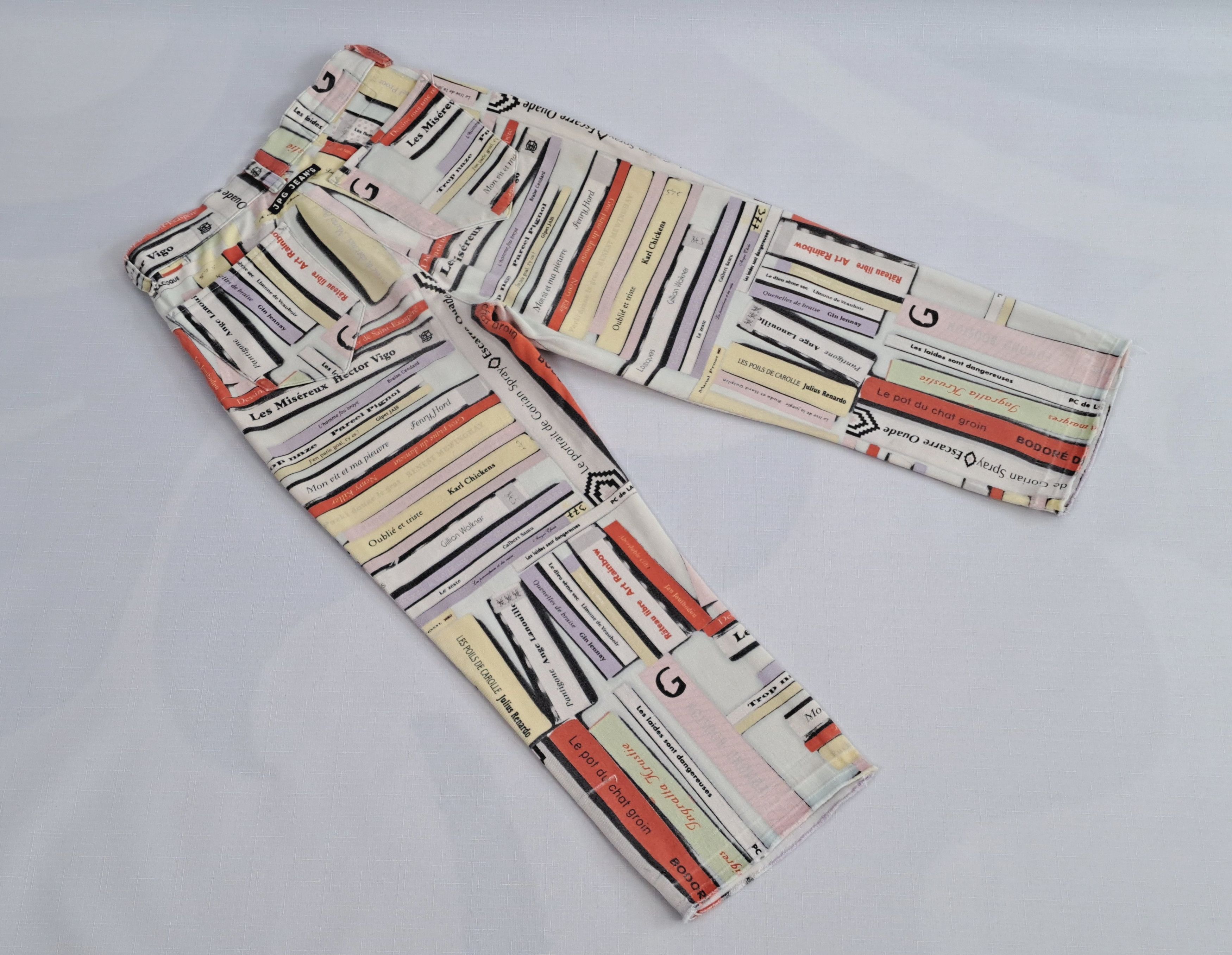Jean Paul Gaultier × Vintage Vtg Jean Paul Gaultier playful books print jeans. Size 28" / US 6 / IT 42 - 3 Thumbnail