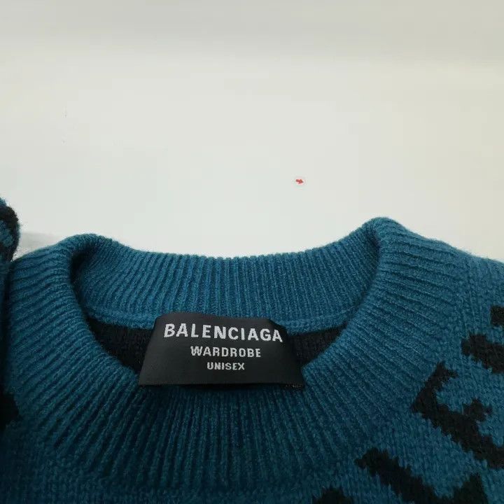 Balenciaga Balenciaga Balenciaga FW21 Blue Logo Knit Sweater -2507 Size US S / EU 44-46 / 1 - 7 Thumbnail