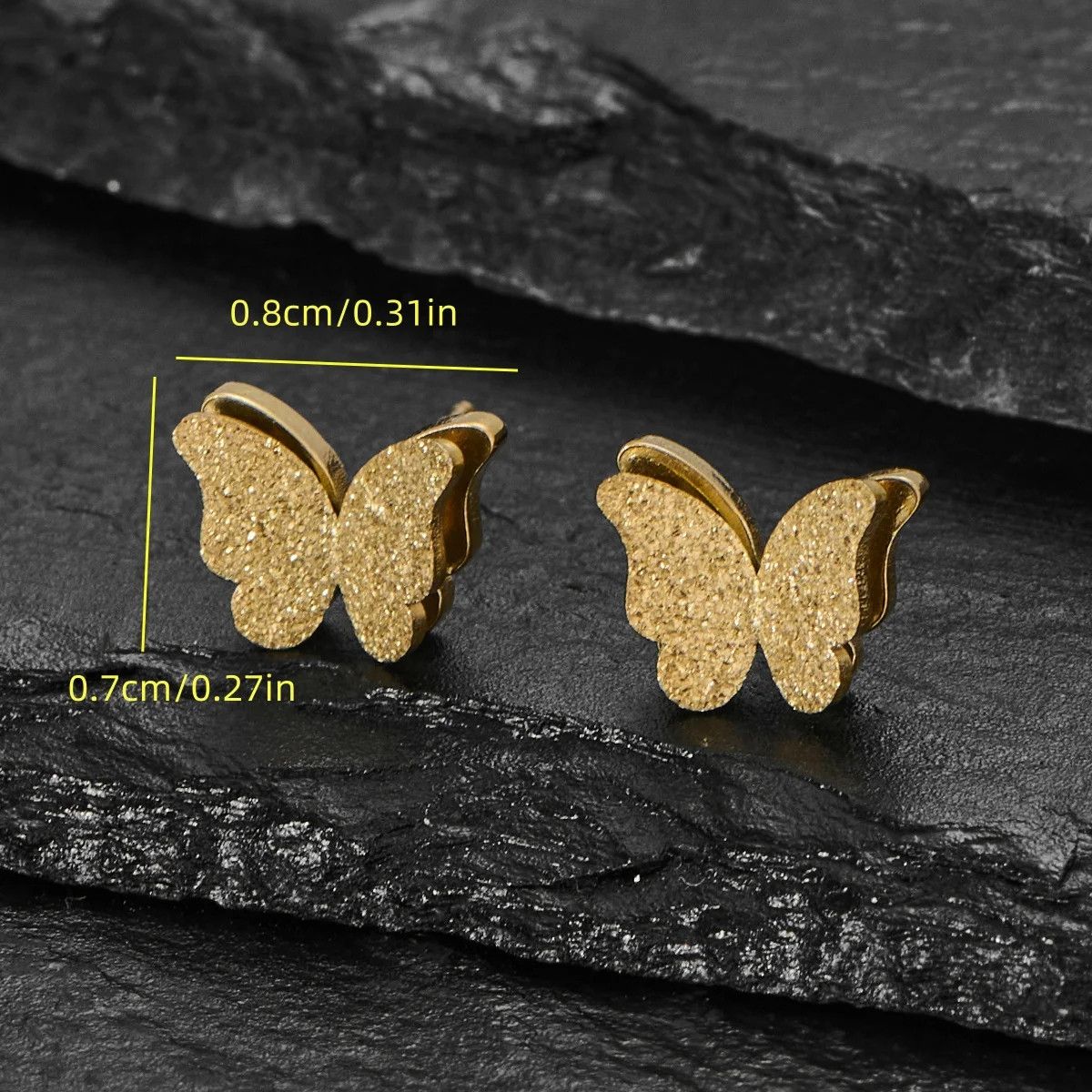 Jewelry Shiny Butterfly Mini Stud Earrings Charm Earring Gift Size ONE SIZE - 2 Thumbnail