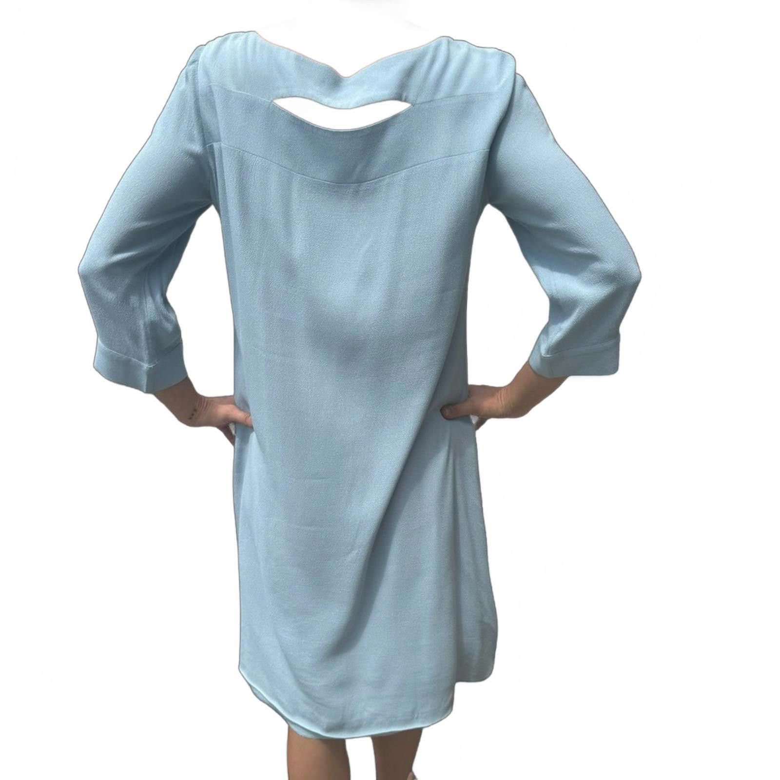 Designer Dorothy Schumacher Baby Blue Crepe Dress Sz M Size XS / US 0-2 / IT 36-38 - 3 Thumbnail