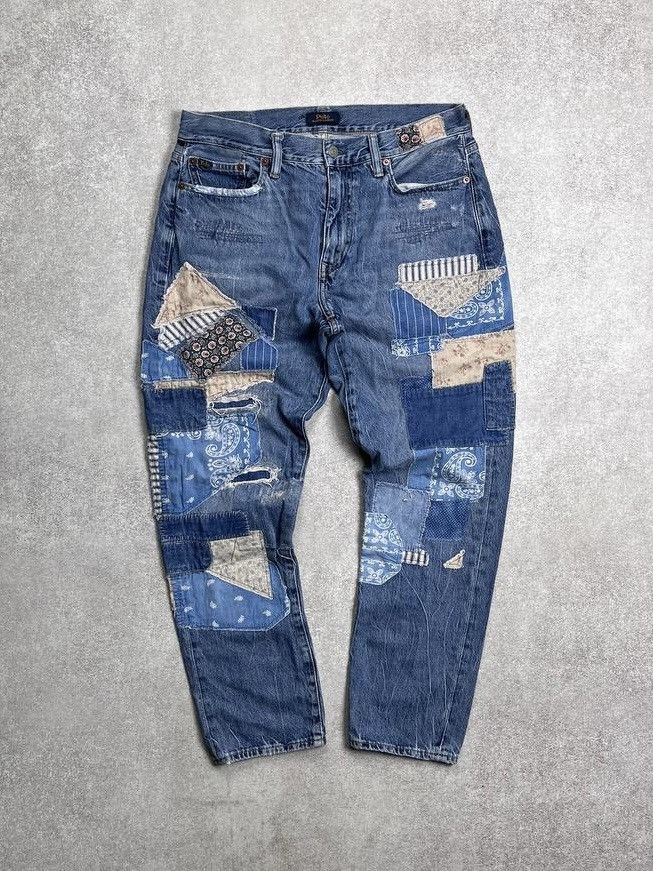 Polo Ralph Lauren × Vintage VINTAGE POLO RALPH LAUREN RLL PATCH WORK DENIM PANTS 29 Size US 29 - 1 Thumbnail