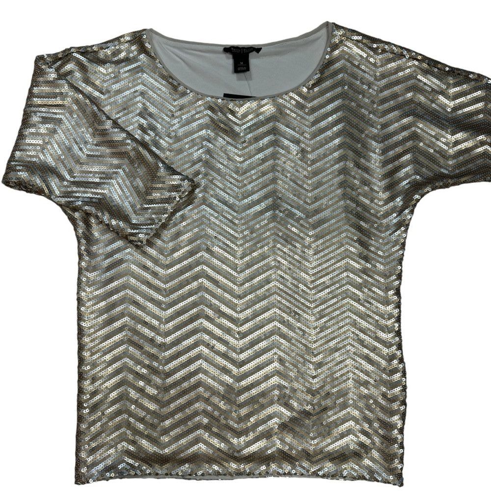 White House Black Market NWT New $128 White House Black Market Zig Zag Sequin Dolman Size M / US 6-8 / IT 42-44 - 6 Thumbnail