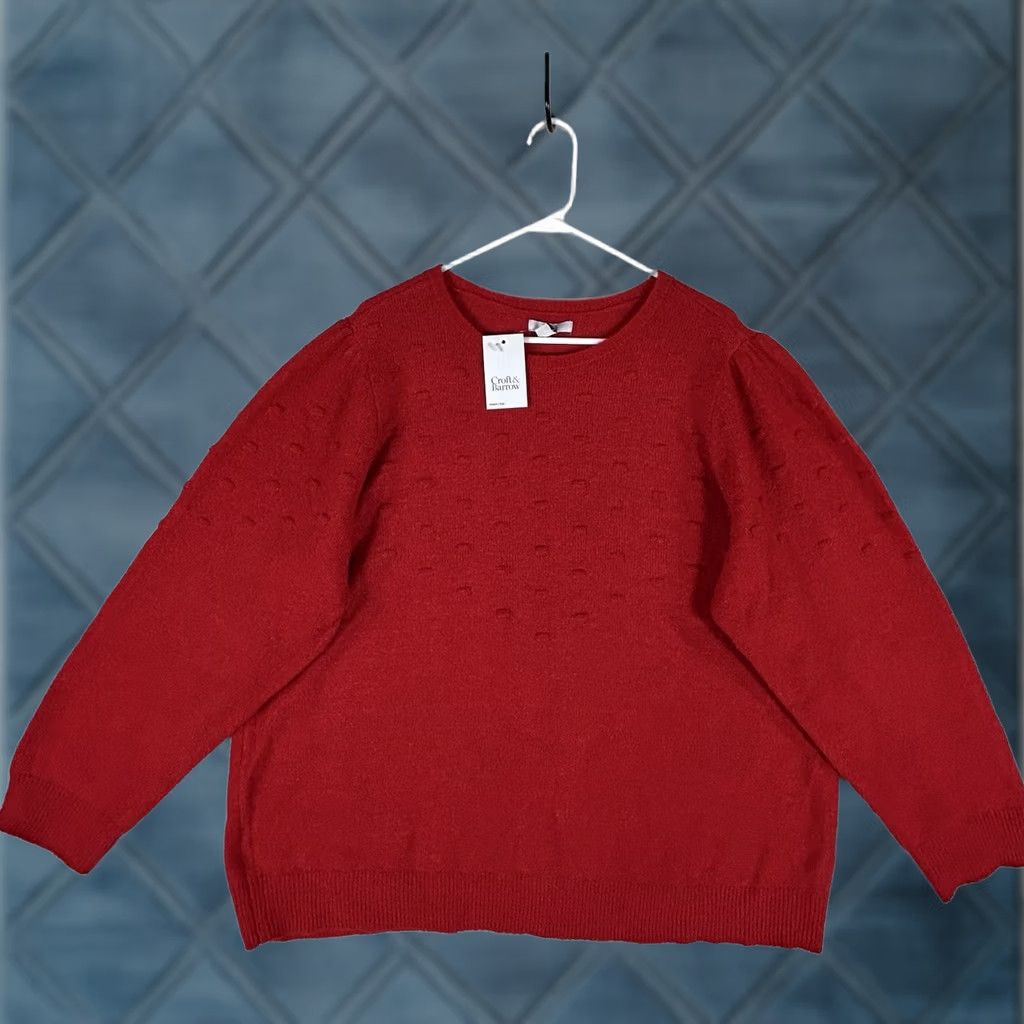 Croft & Barrow Croft & Barrow Sweater Womens Plus 2X Crew Neck Red Long Sleeve Casual NWT Extra-Soft Knit Pullover Vest? Size XXL / US 16-18 / IT 52-54 - 1 Thumbnail