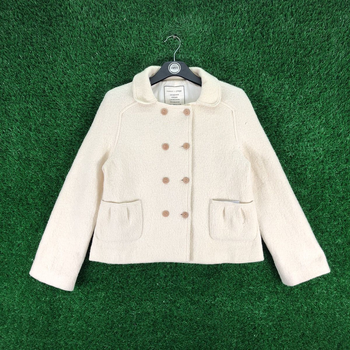 image of Archival Clothing x Vintage Maison De Plage Wool Jacket Double Breasted in Cream, Women's (Size XS)
