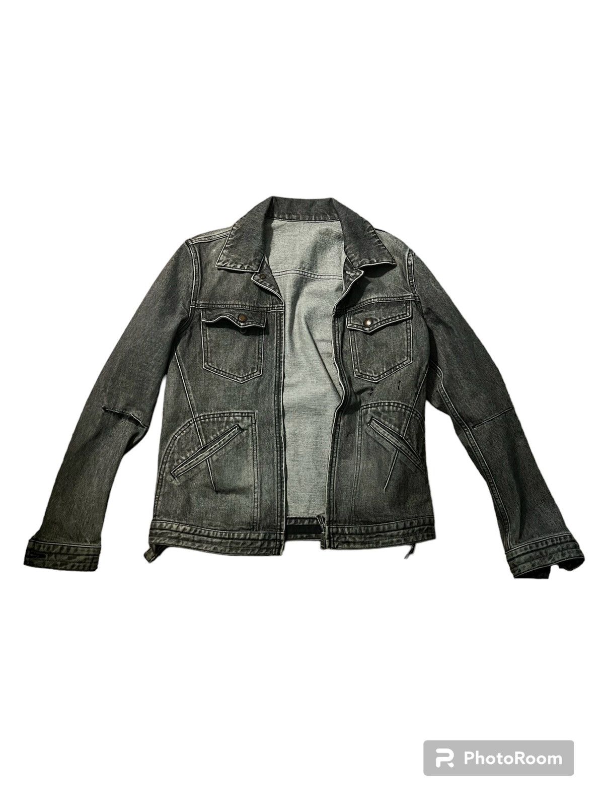 image of Number N Ine Number Nine Pain Denim Jacket in Grey, Men's (Size Medium)